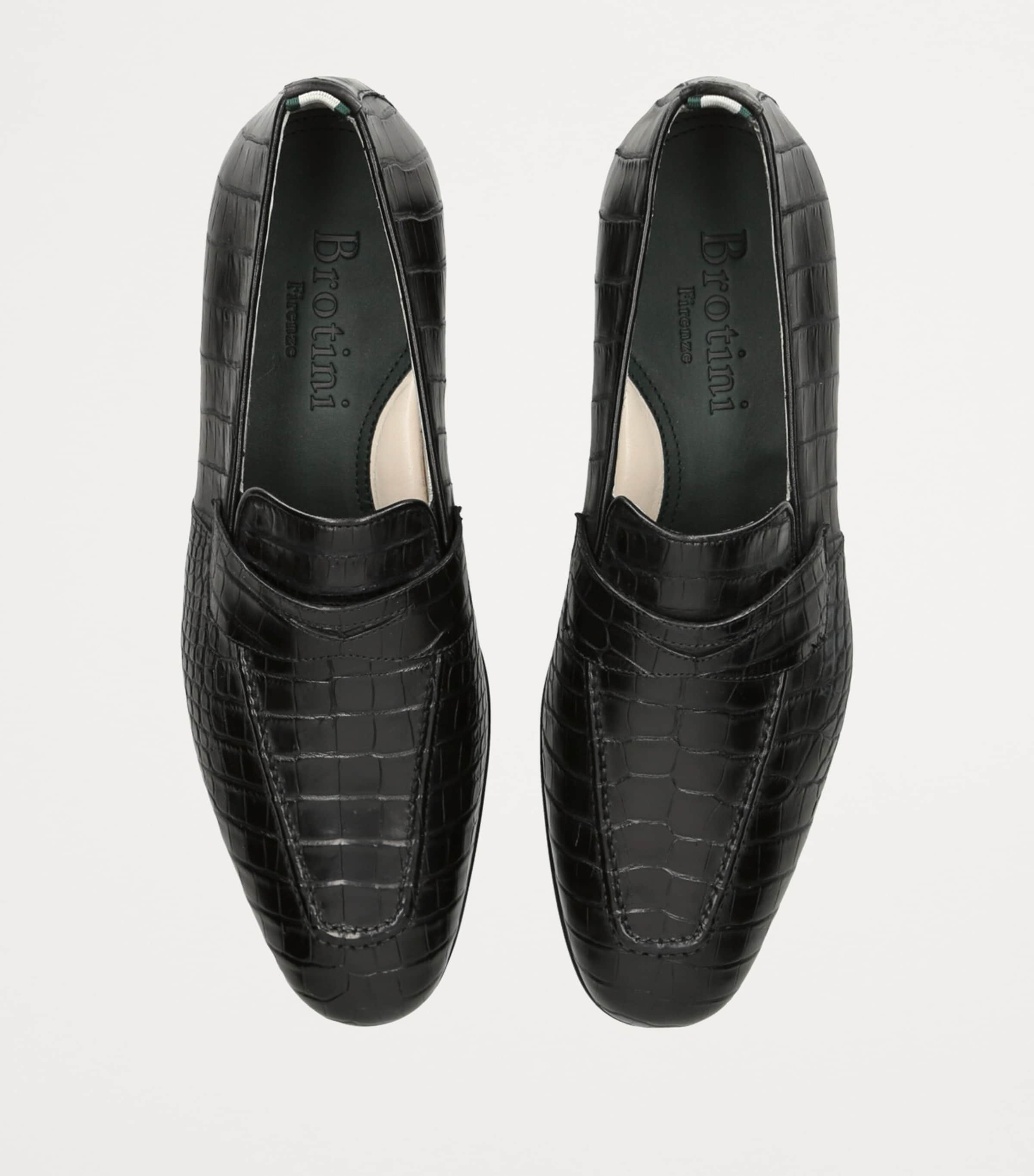 Crocodile Leather Loafers BLACK Image 4