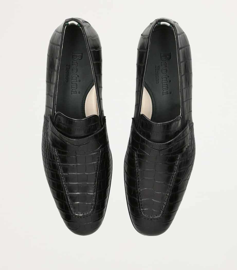 Crocodile Leather Loafers BLACK Image 4