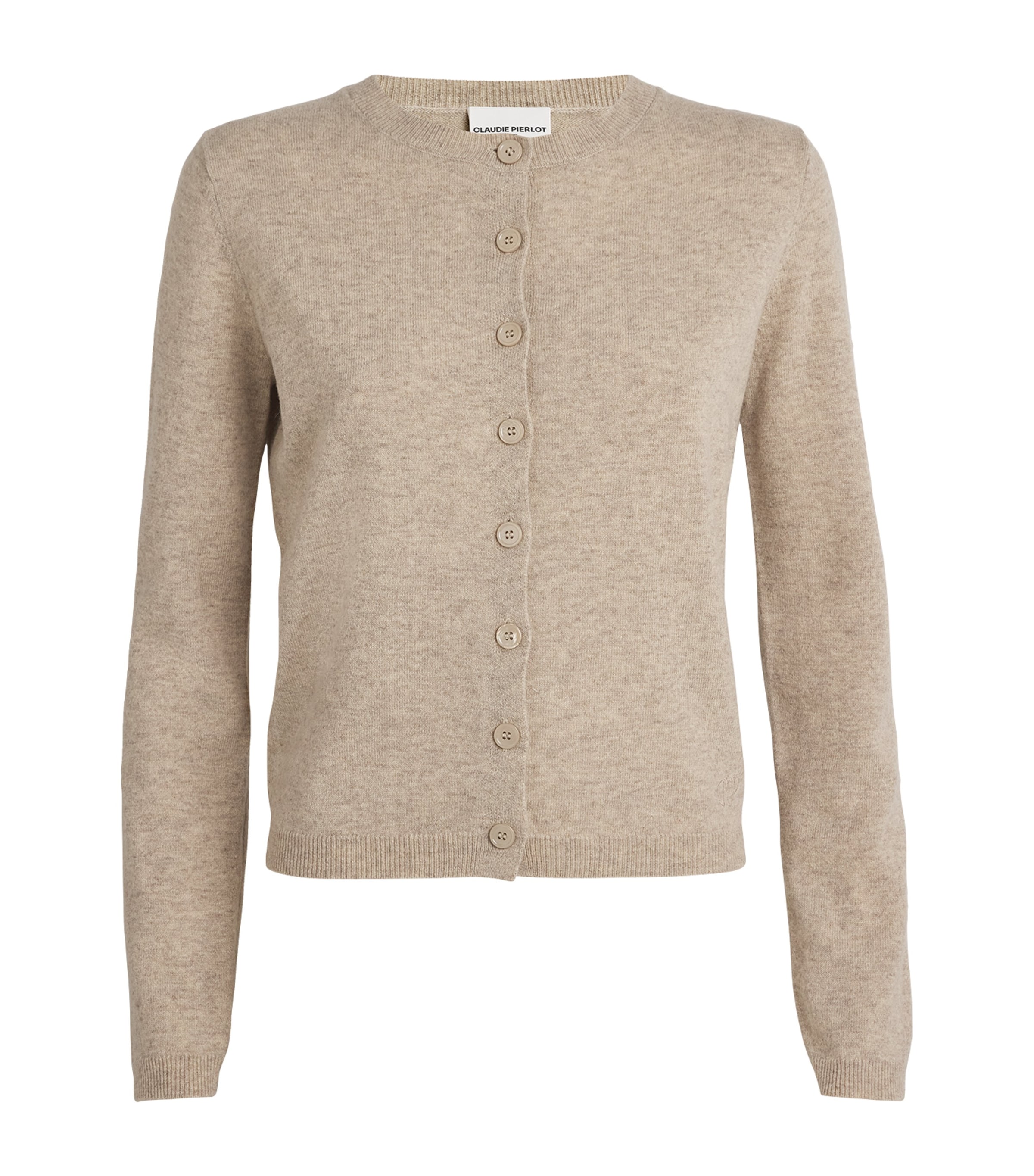 Claudie Pierlot Wool Embroidered Cardigan In Neutral