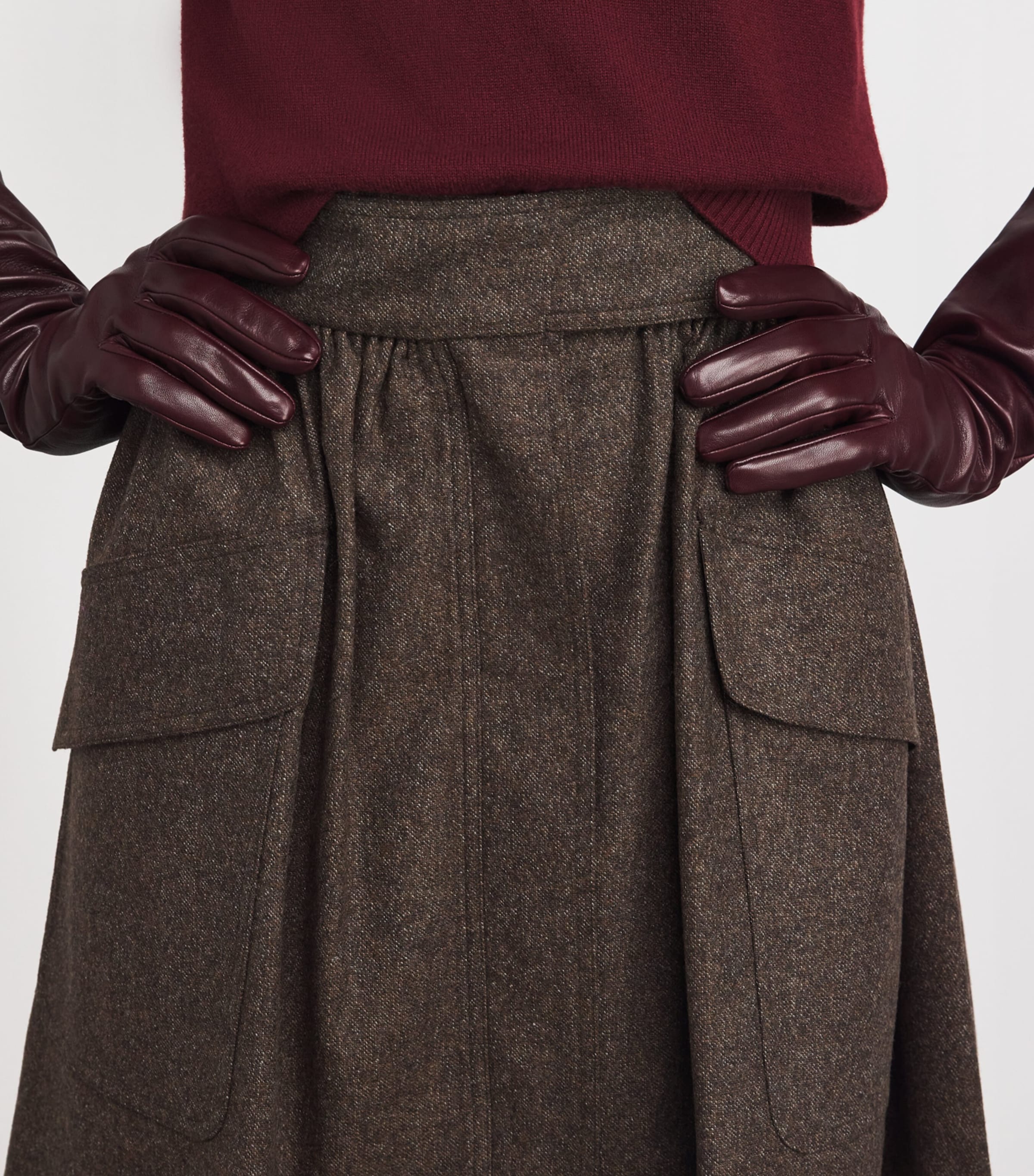 Virgin Wool Mini Skirt BROWN Image 6