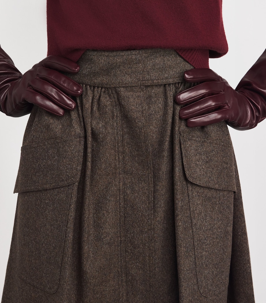 Virgin Wool Mini Skirt BROWN Image 6