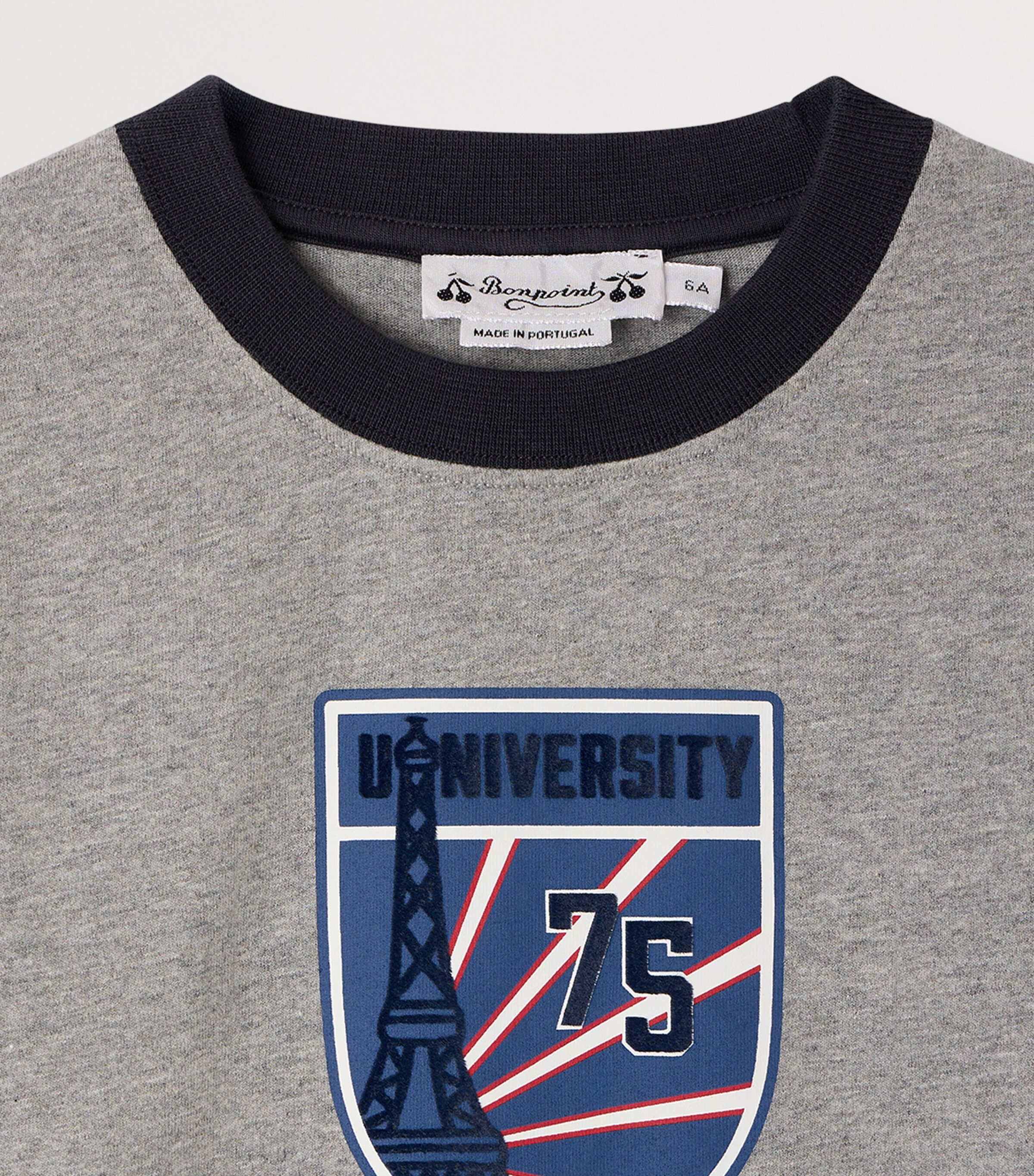 Bonpoint Cotton Printed T-Shirt (4-8 Years) Gris Chine C. Image 3