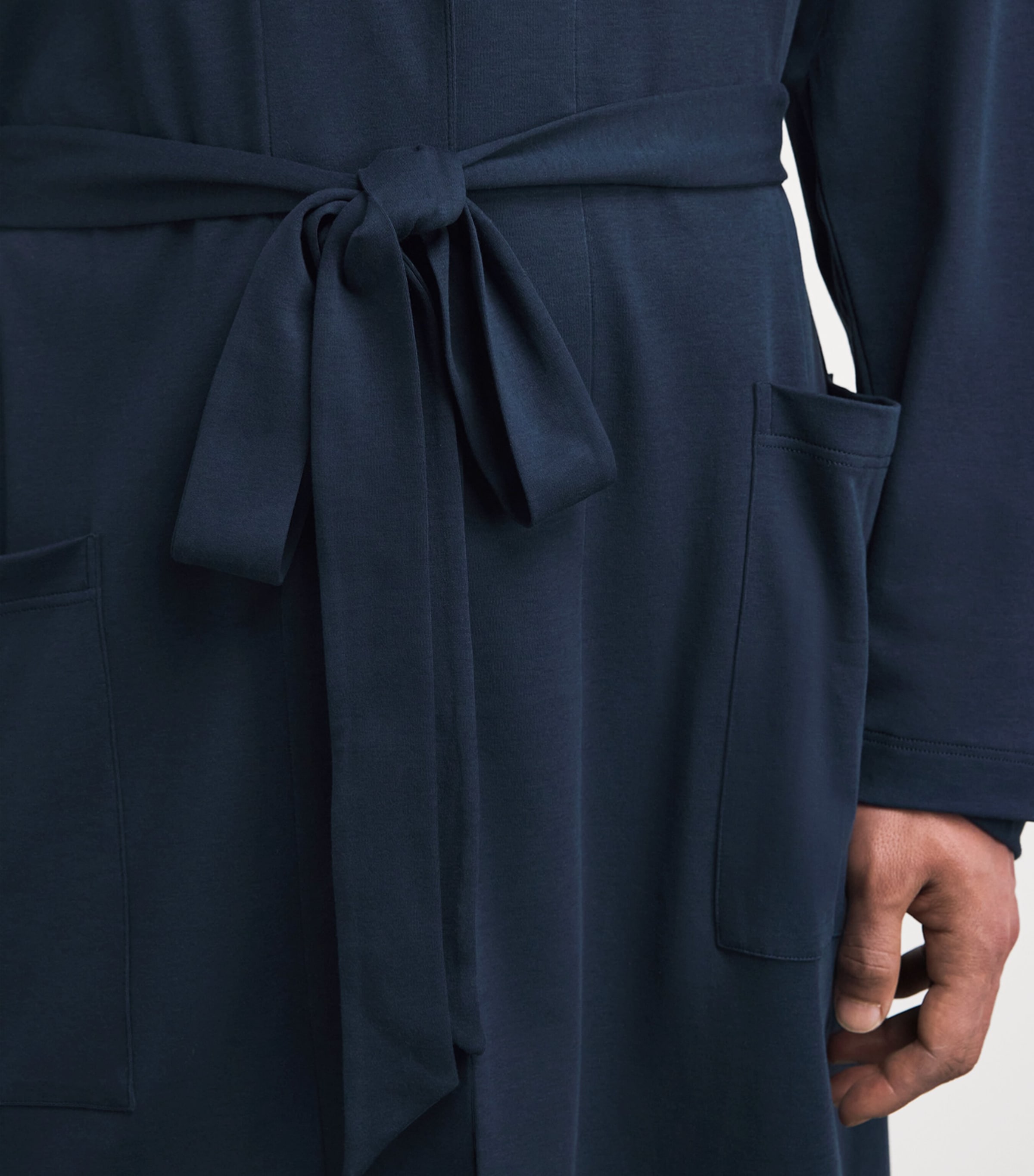 Hanro Mens Cotton Night & Day Robe Deep Navy Image 3