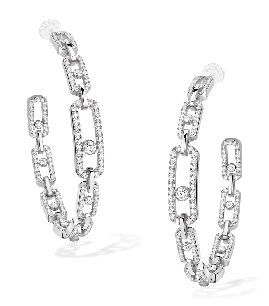 Messika Move Link White Gold and Diamond Hoop Earrings (2.12ct) White Gold Image 1