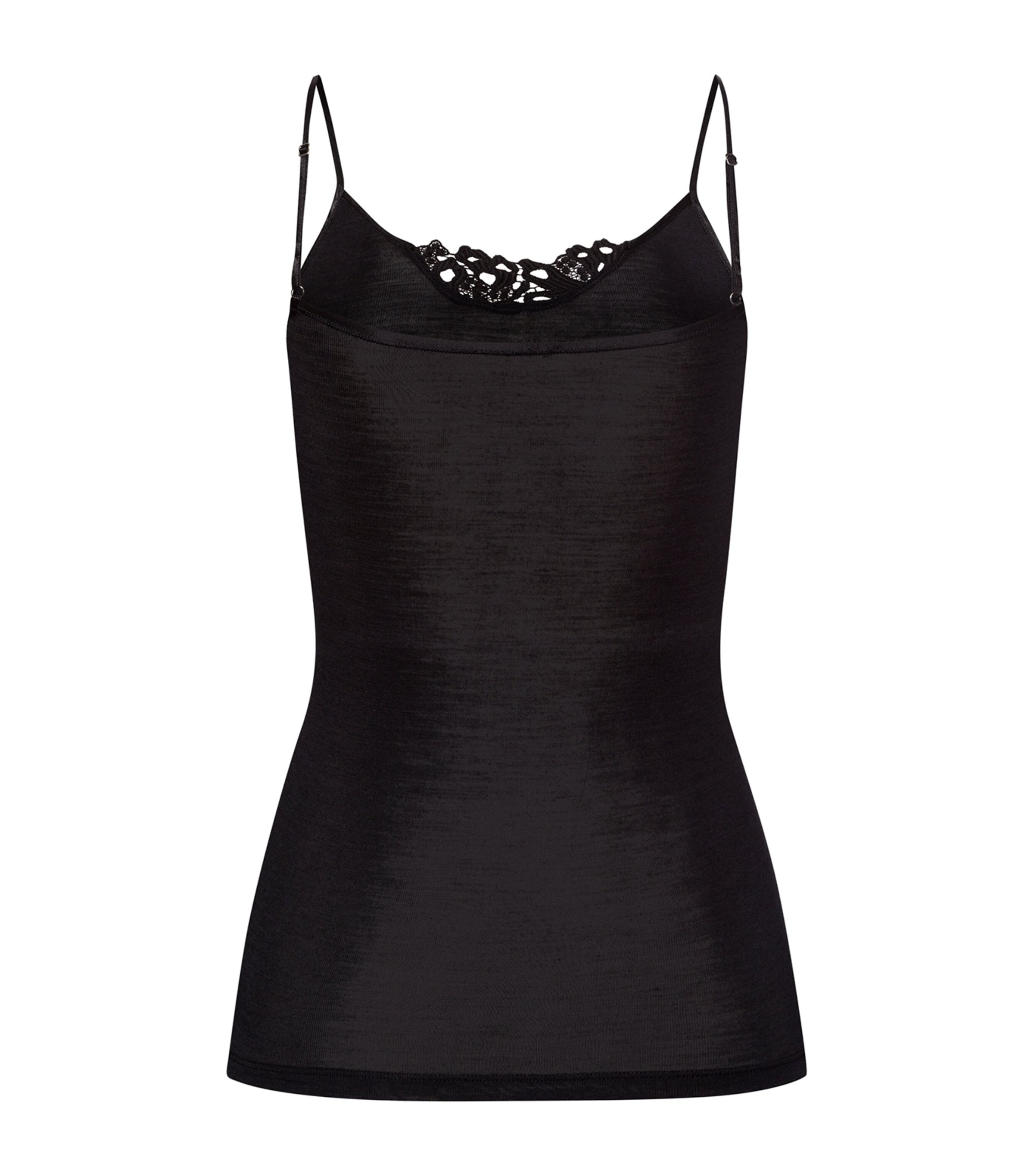 Merino Wool-Silk Spaghetti Top BLACK Image 2