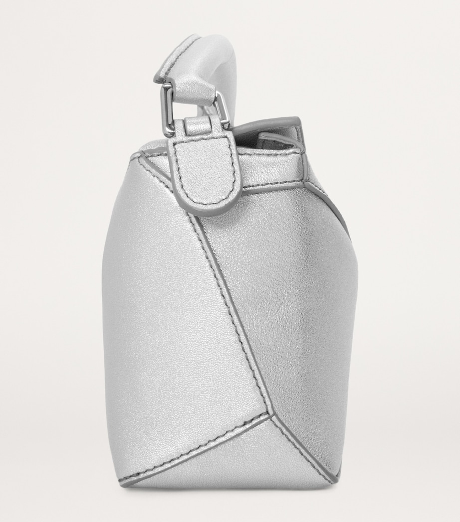Mini Leather Puzzle Edge Top-Handle Bag SILVER Image 4