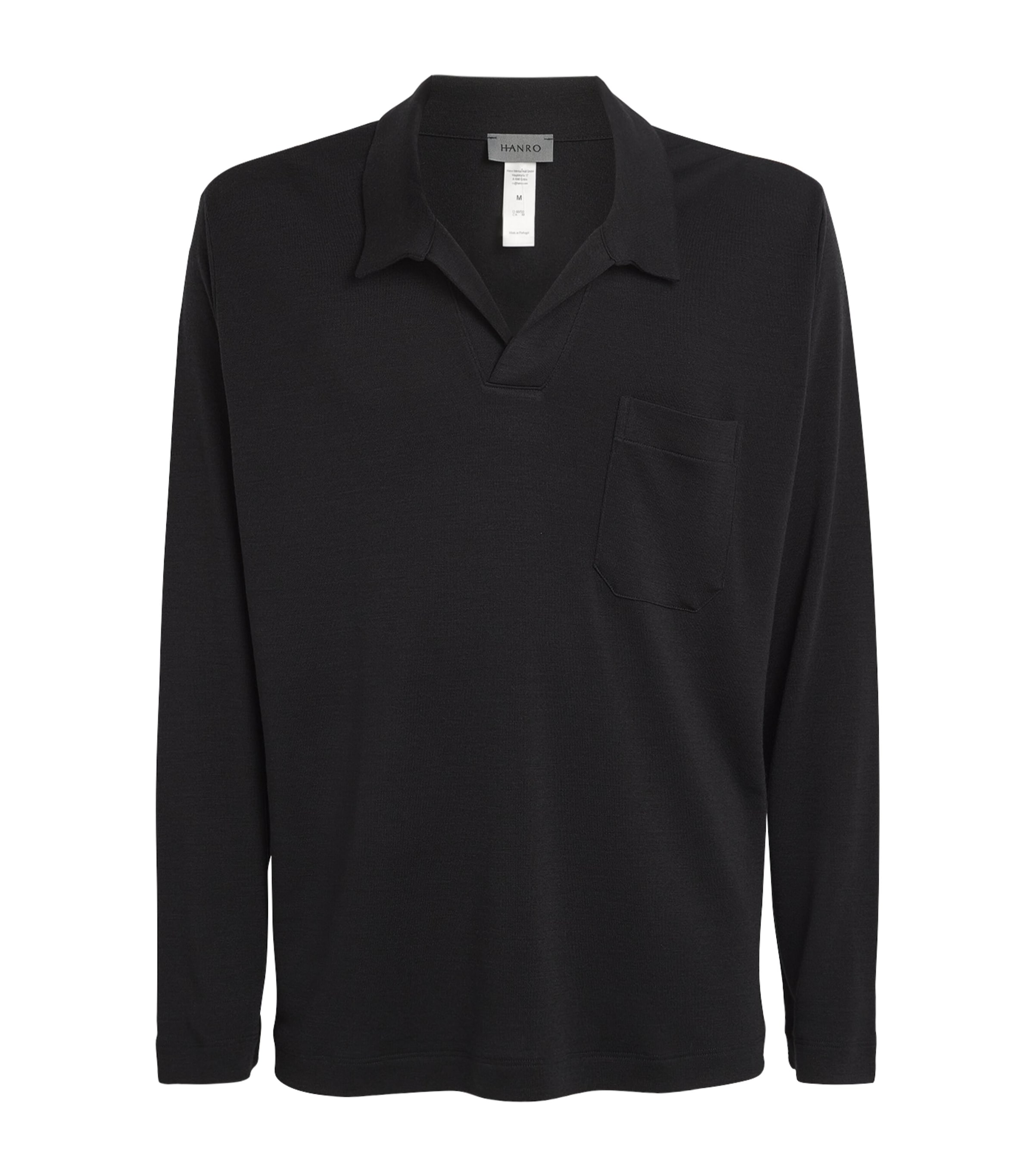 Hanro Long-sleeve Polo Shirt In Black