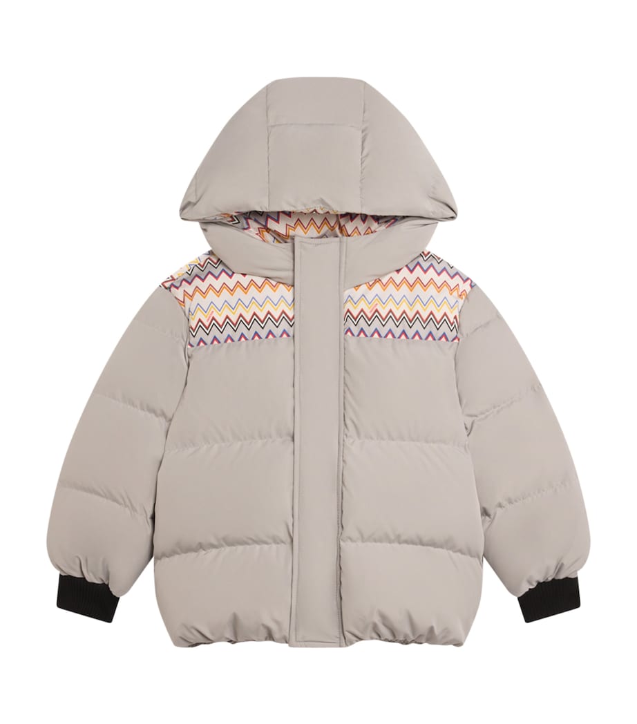 Down Zigzag Puffer Jacket (4-14 Years) 905MCGREY/COLOURFUL Image 1