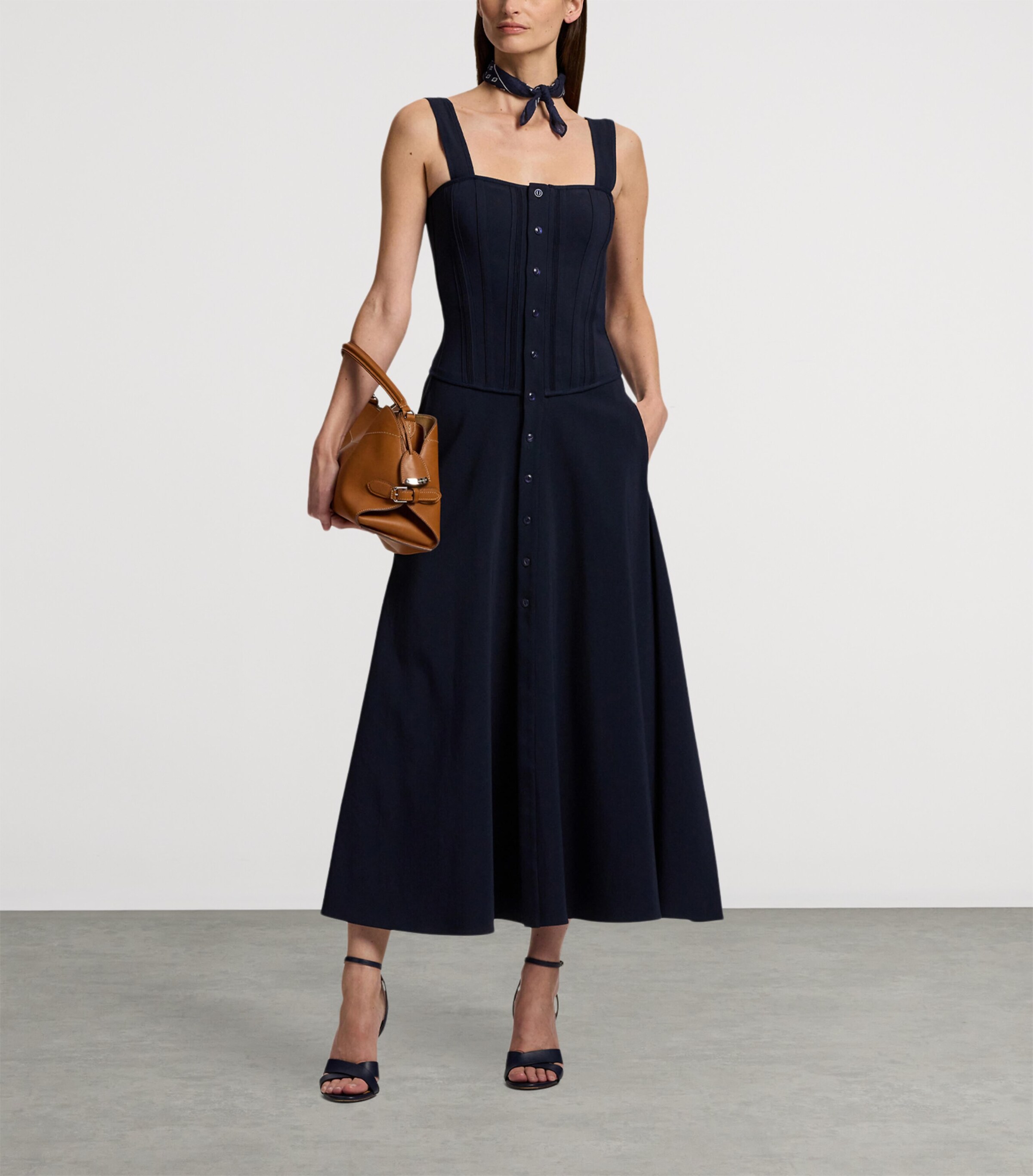Ralph Lauren Collection Womens Sophee A-Line Midi Dress Navy Image 8
