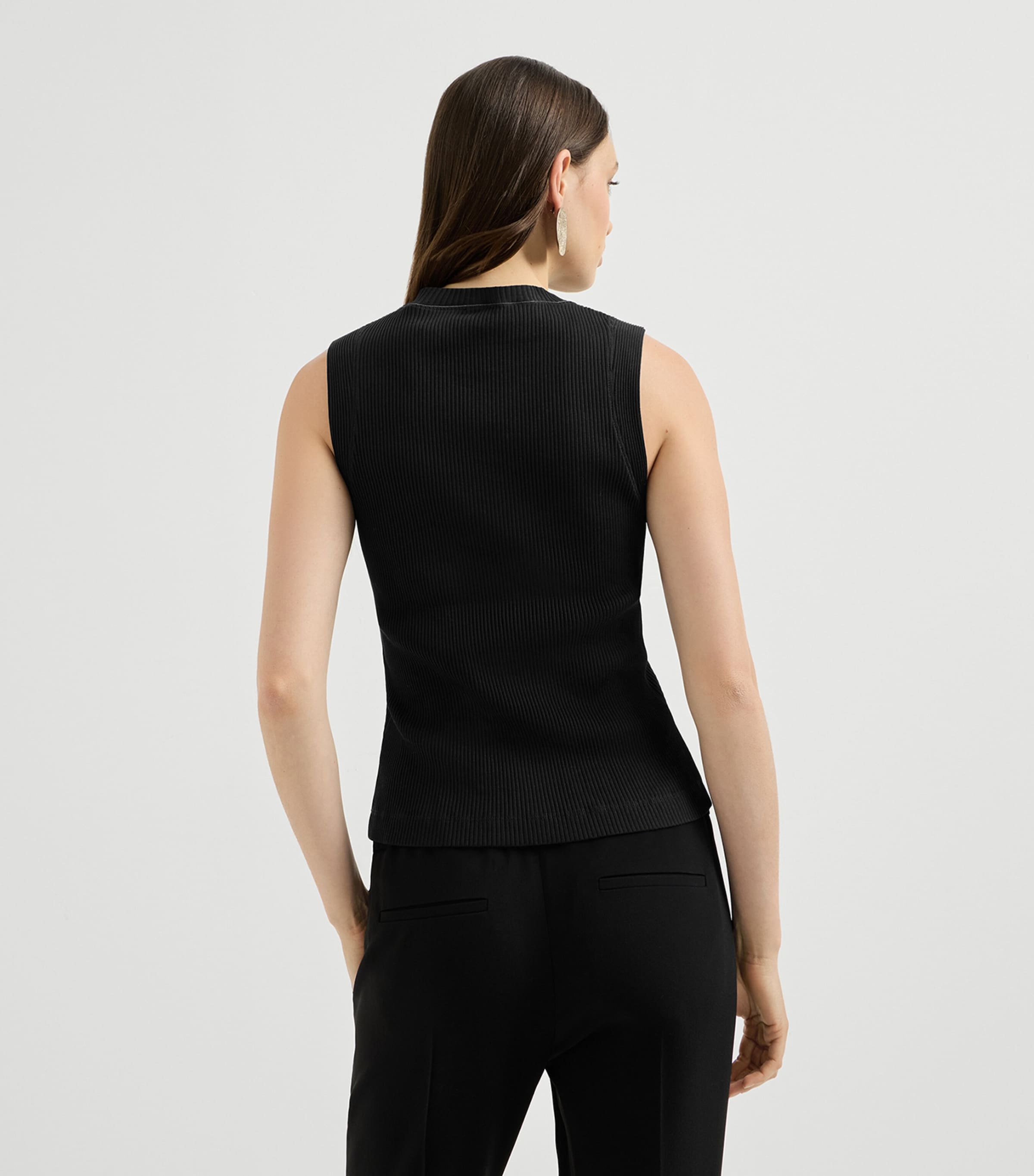 Brunello Cucinelli Womens Cotton Ribbed Tank Top Image 5