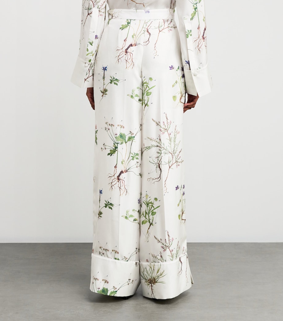 Silk Wide-Leg Trousers BOTANICAL GRDN WHITE Image 4