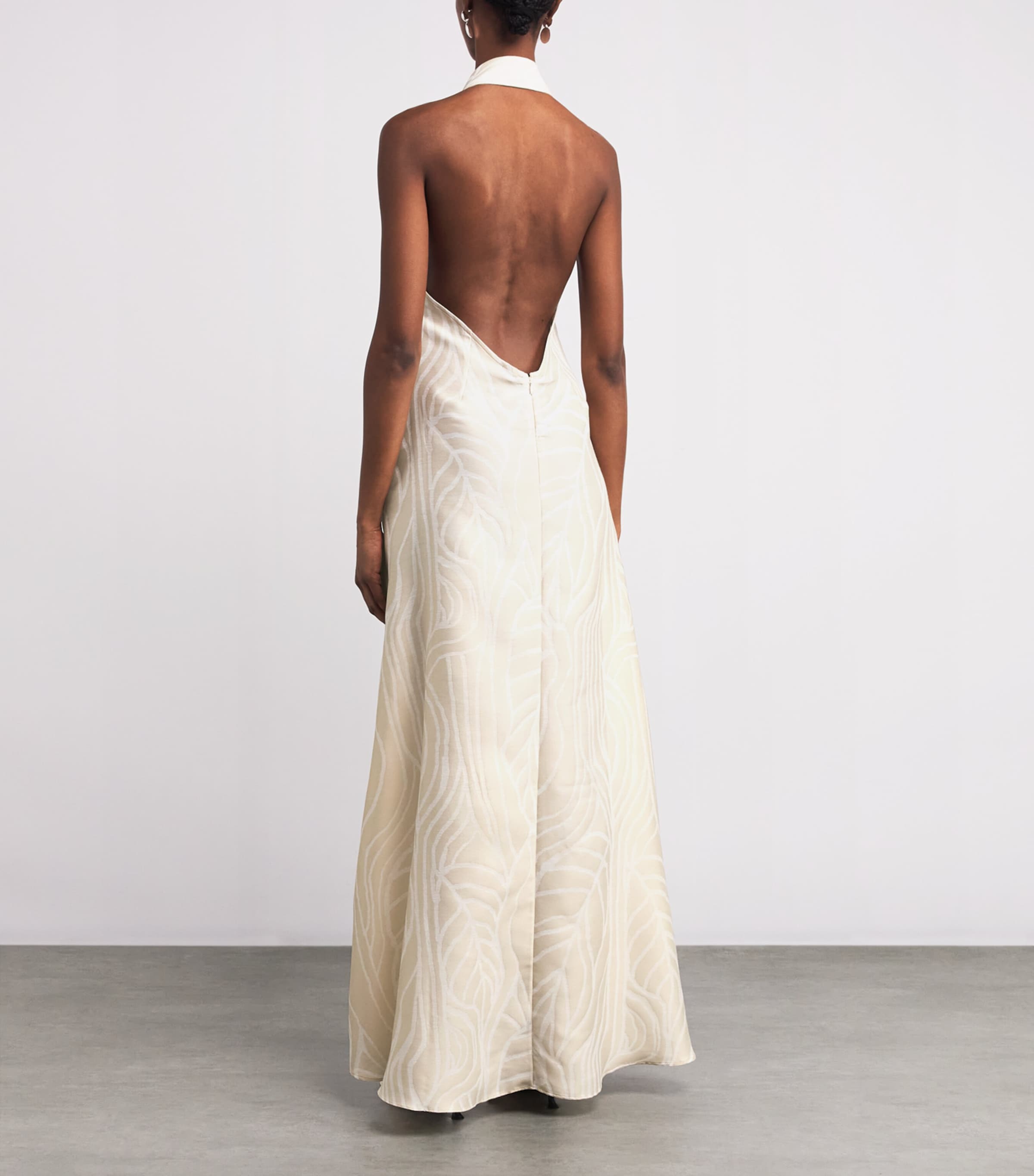 Linen Barbara Halterneck Maxi Dress IVORY-STUCCO Image 3