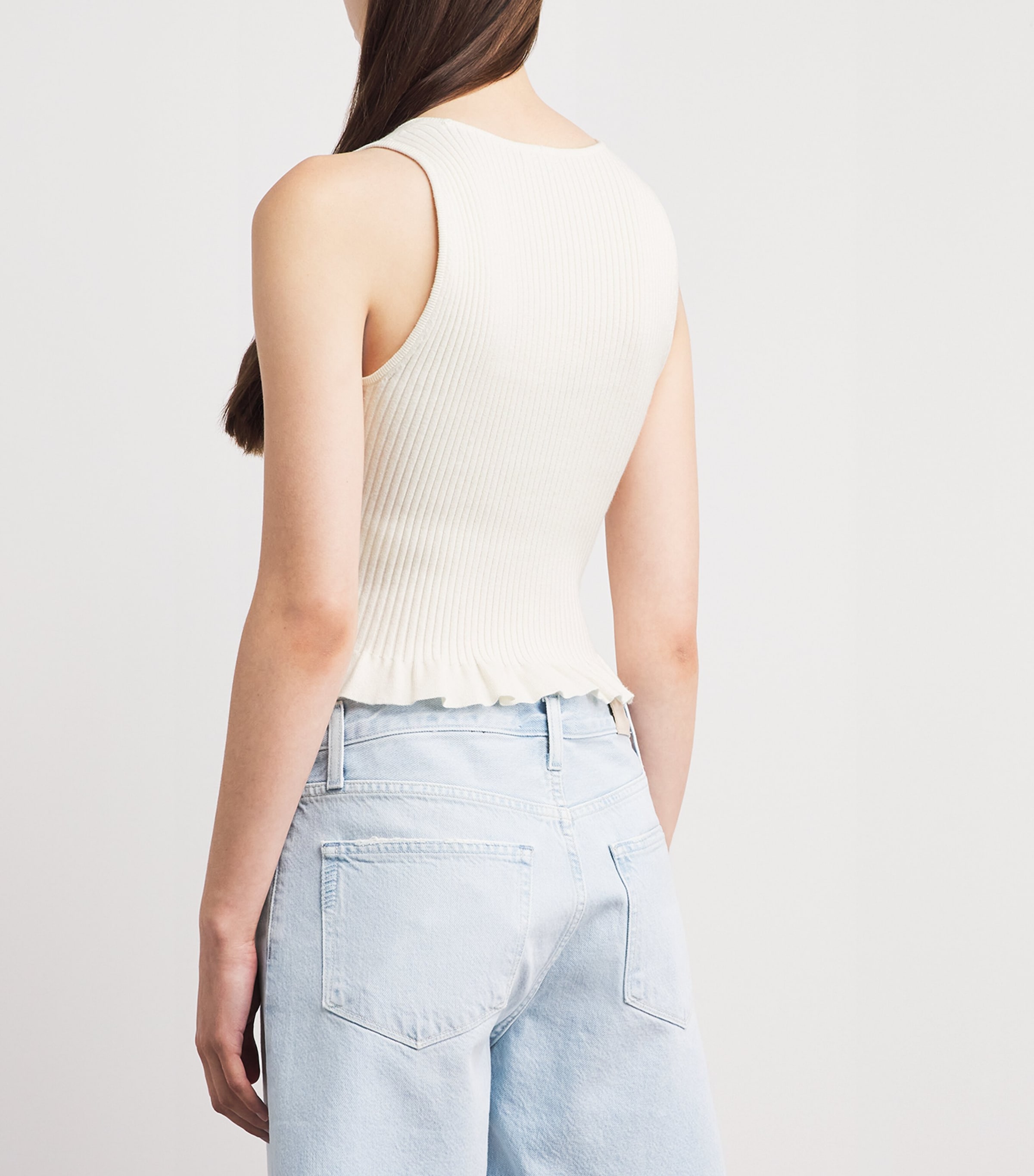 PAIGE Womens Cotton-Blend Bronwyn Tank Top Ivory Image 5
