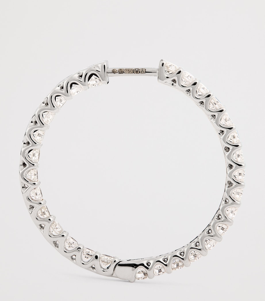 White Gold and Diamond Hoop Earrings (2.00ctw) WHITE GOLD Image 3