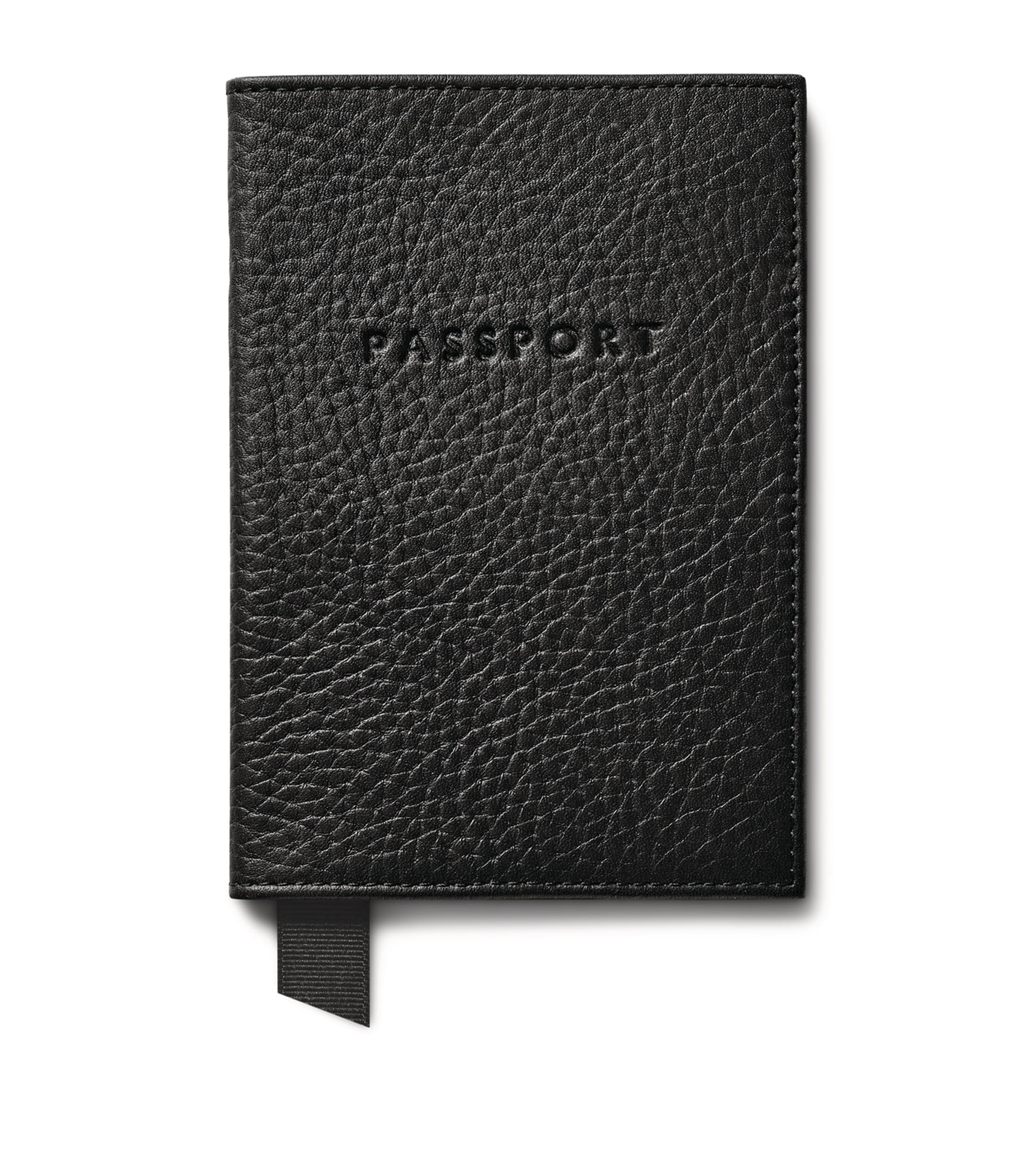 Aspinal Of London Leather Passport Cover In Black