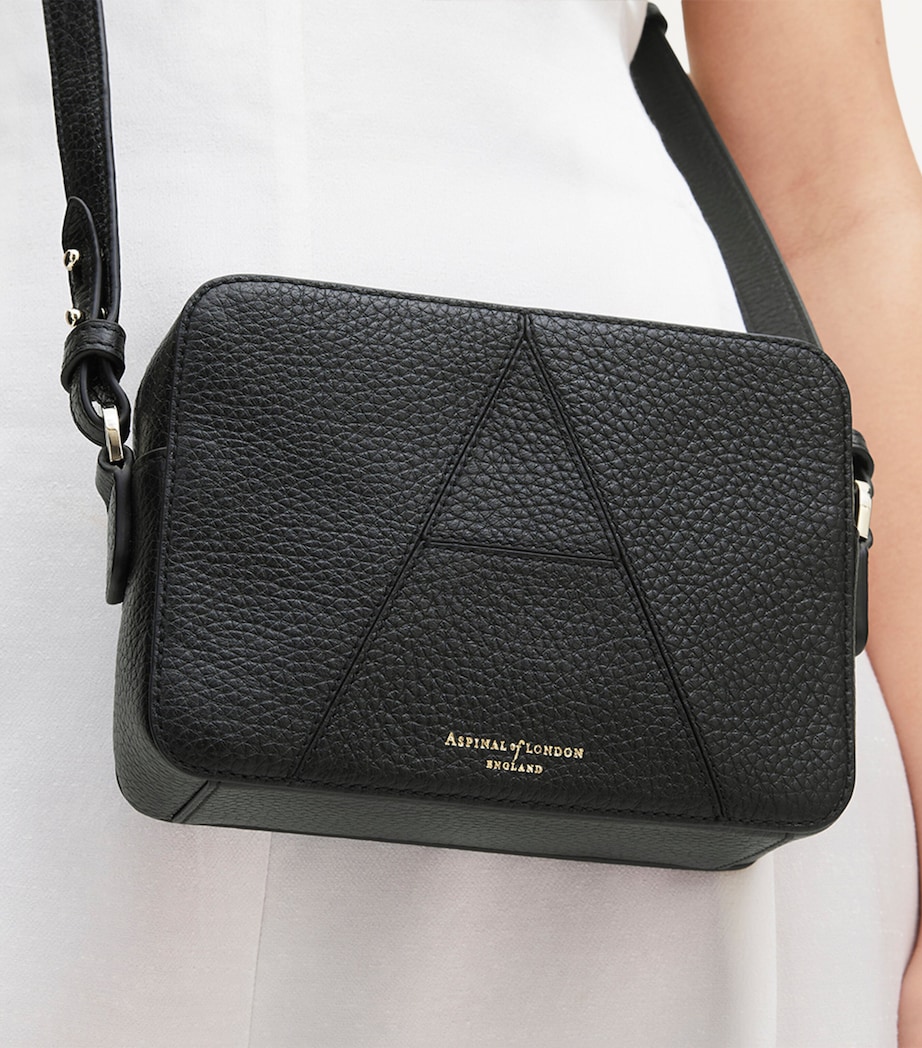 Leather Camera ‘A’ Cross-Body Bag BLACK Image 4