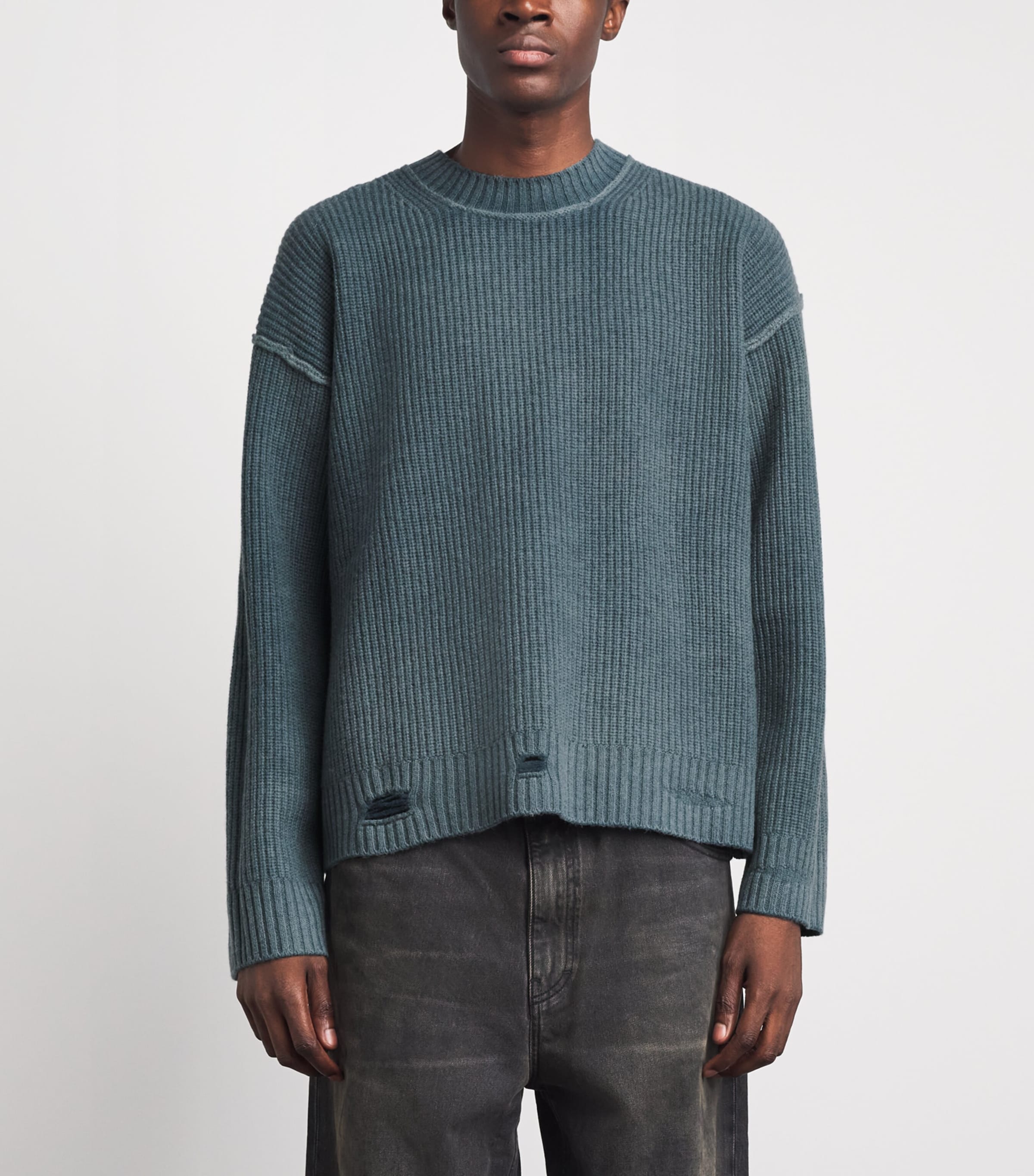 Represent Mens Wool Reversible Fade Out Sweater Petrol Image 6
