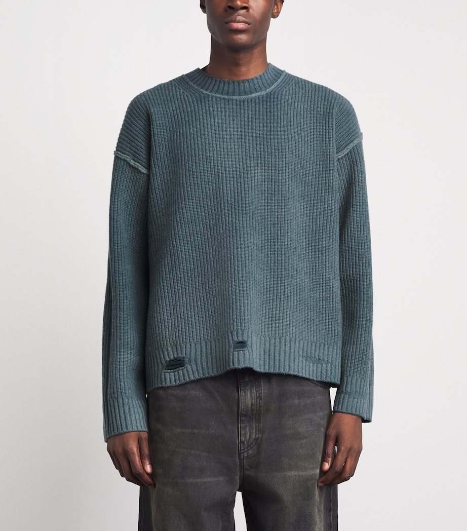 Represent Mens Wool Reversible Fade Out Sweater Petrol Image 6