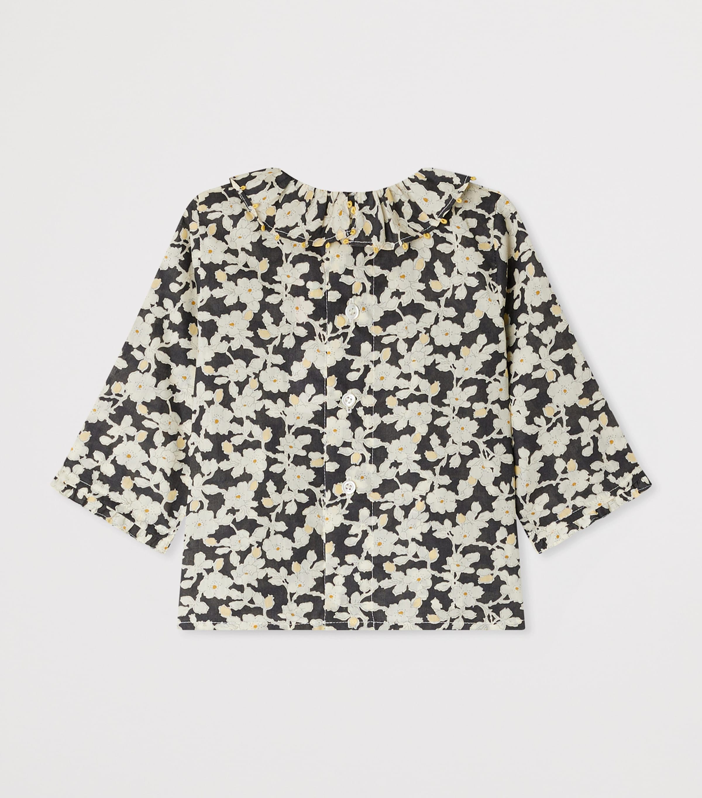 Organic Cotton Floral Print Blouse (6-36 Months) FLEURS NOIR Image 2