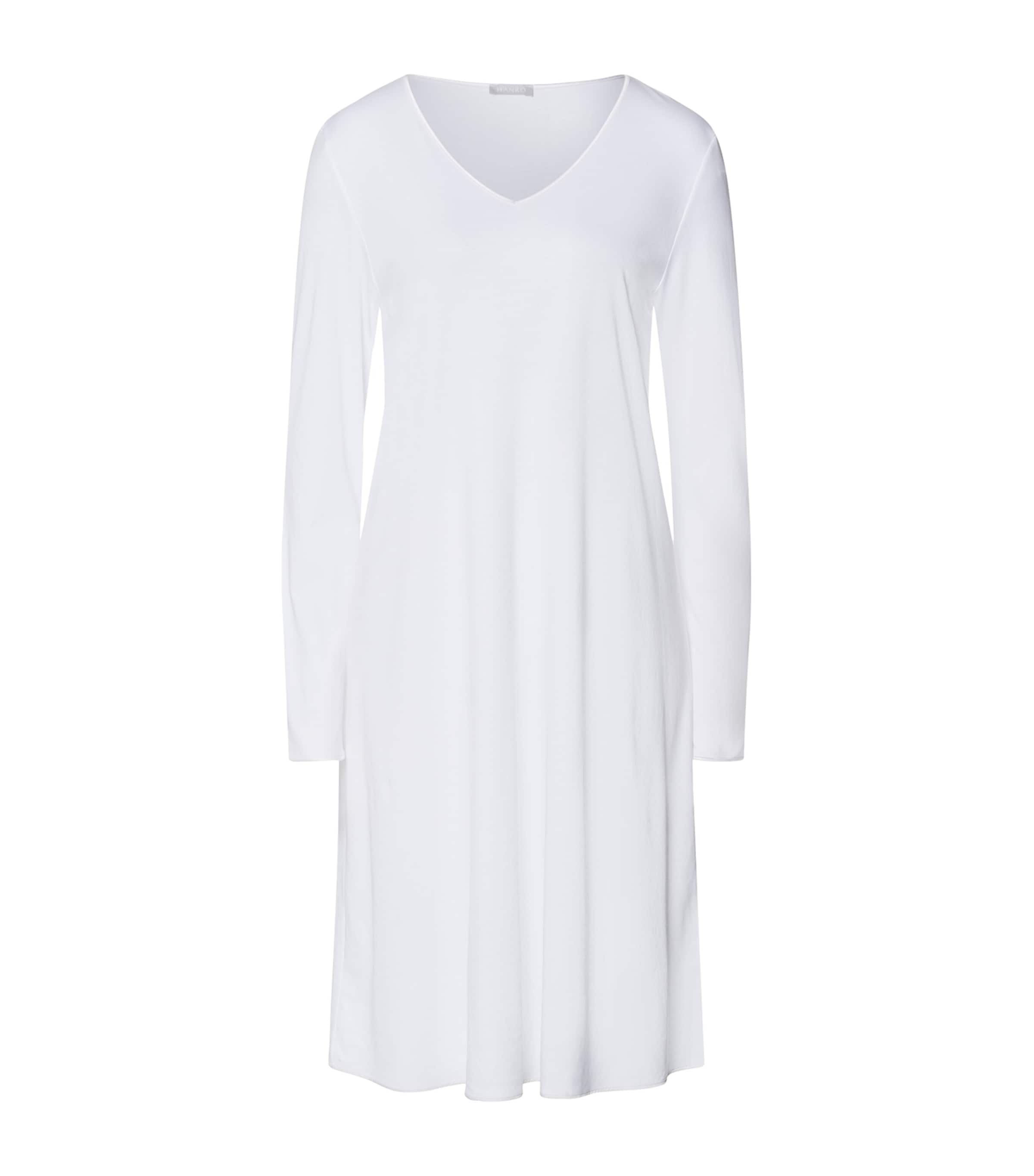 Long-Sleeve Cotton Silk Nightdress WHITE Image 1
