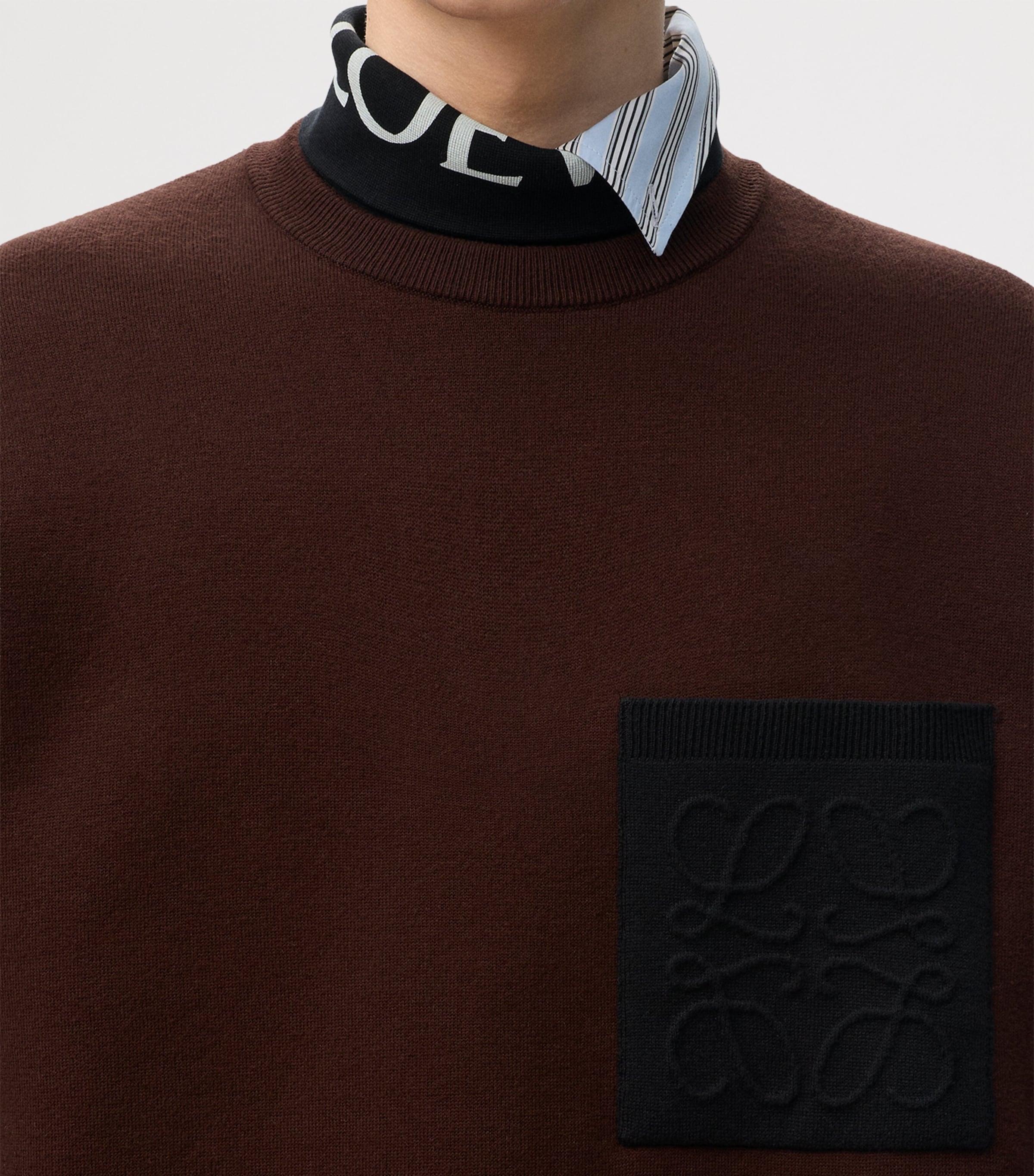 LOEWE Mens Anagram-Pocket Sweatshirt Dark Brown/black Image 5
