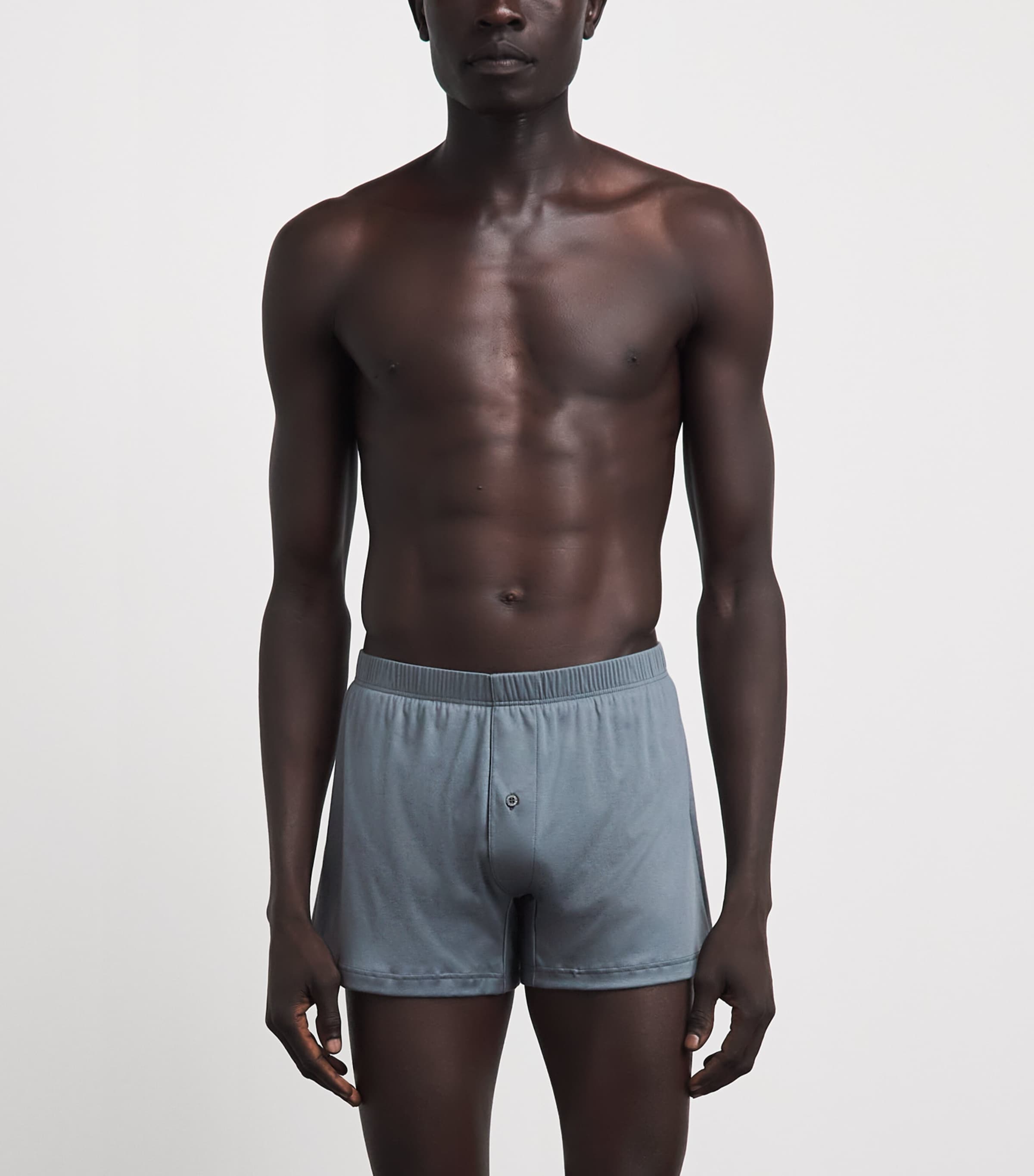 Zimmerli Mens Sea Island Cotton Boxer Shorts Light Slate Image 2