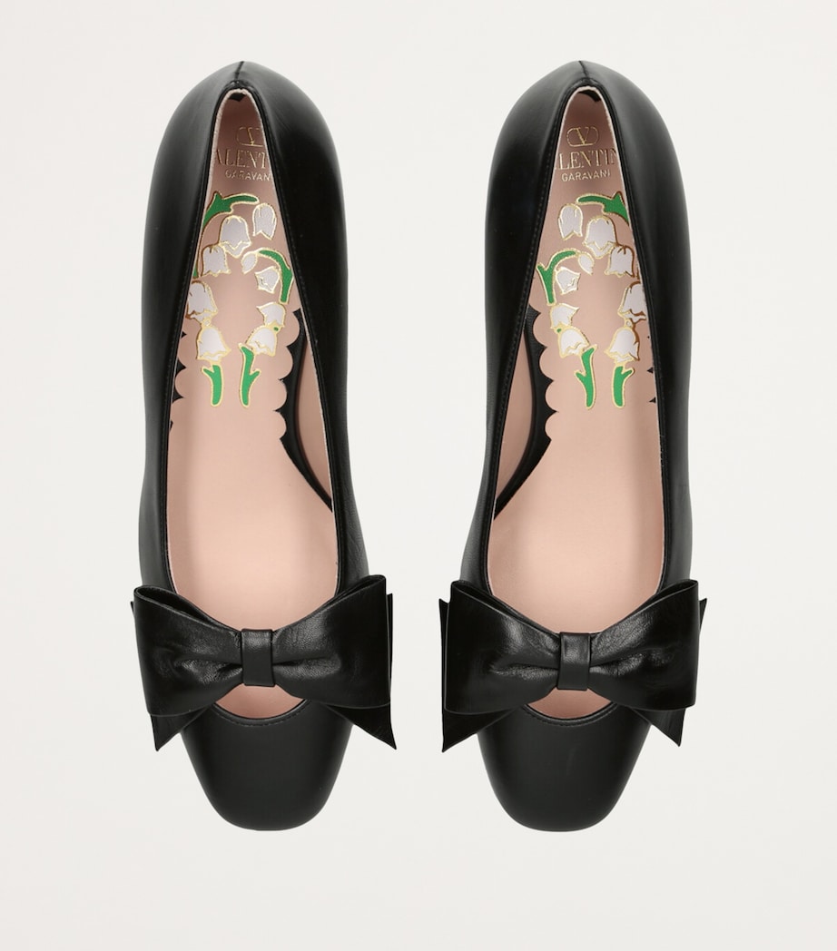Leather Bow-Detail Pumps 45 BLACK Image 4