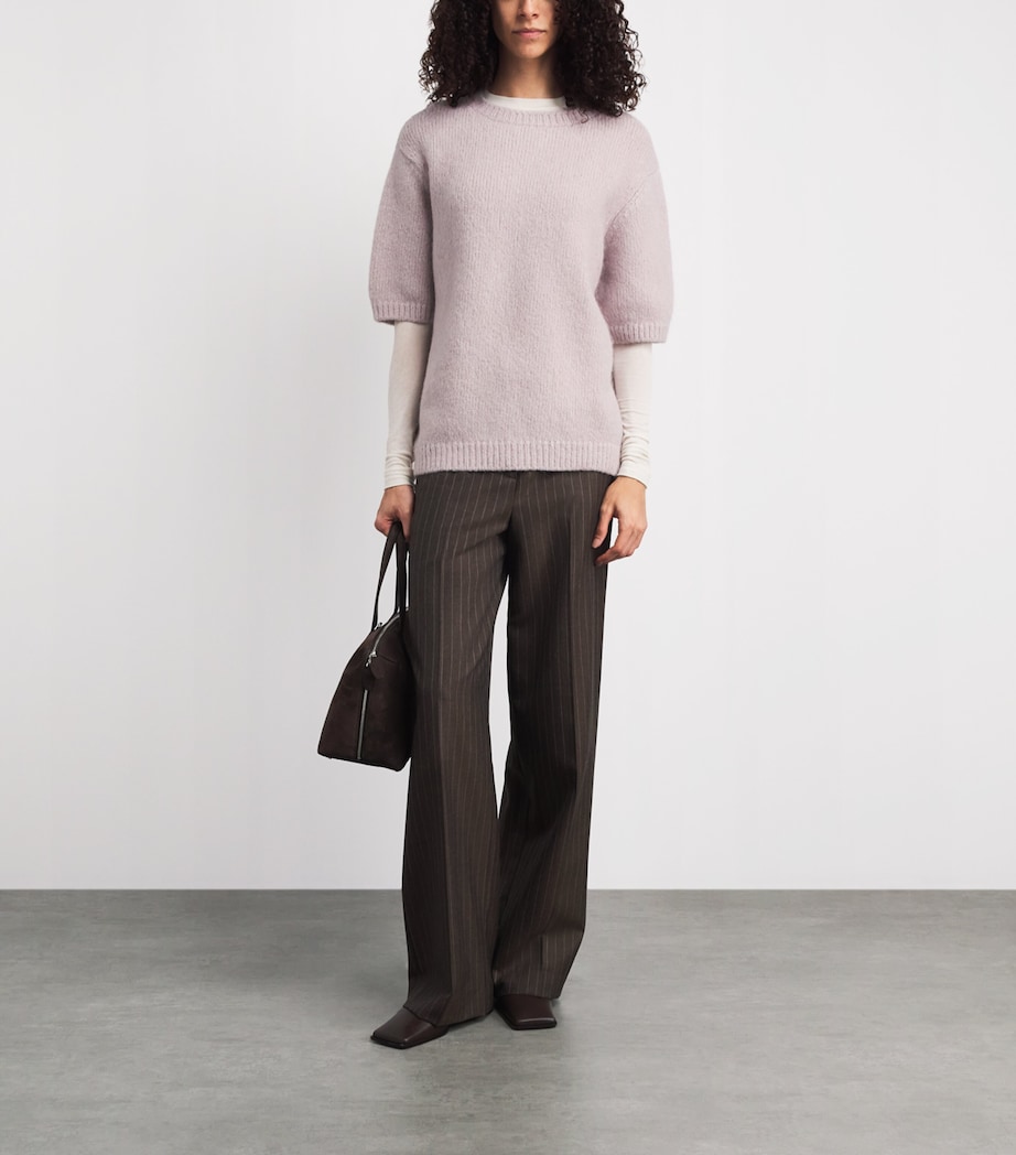 Lauren Manoogian Womens Alpaca-Cotton-Wool Crew-Neck Sweater Lavender Image 2
