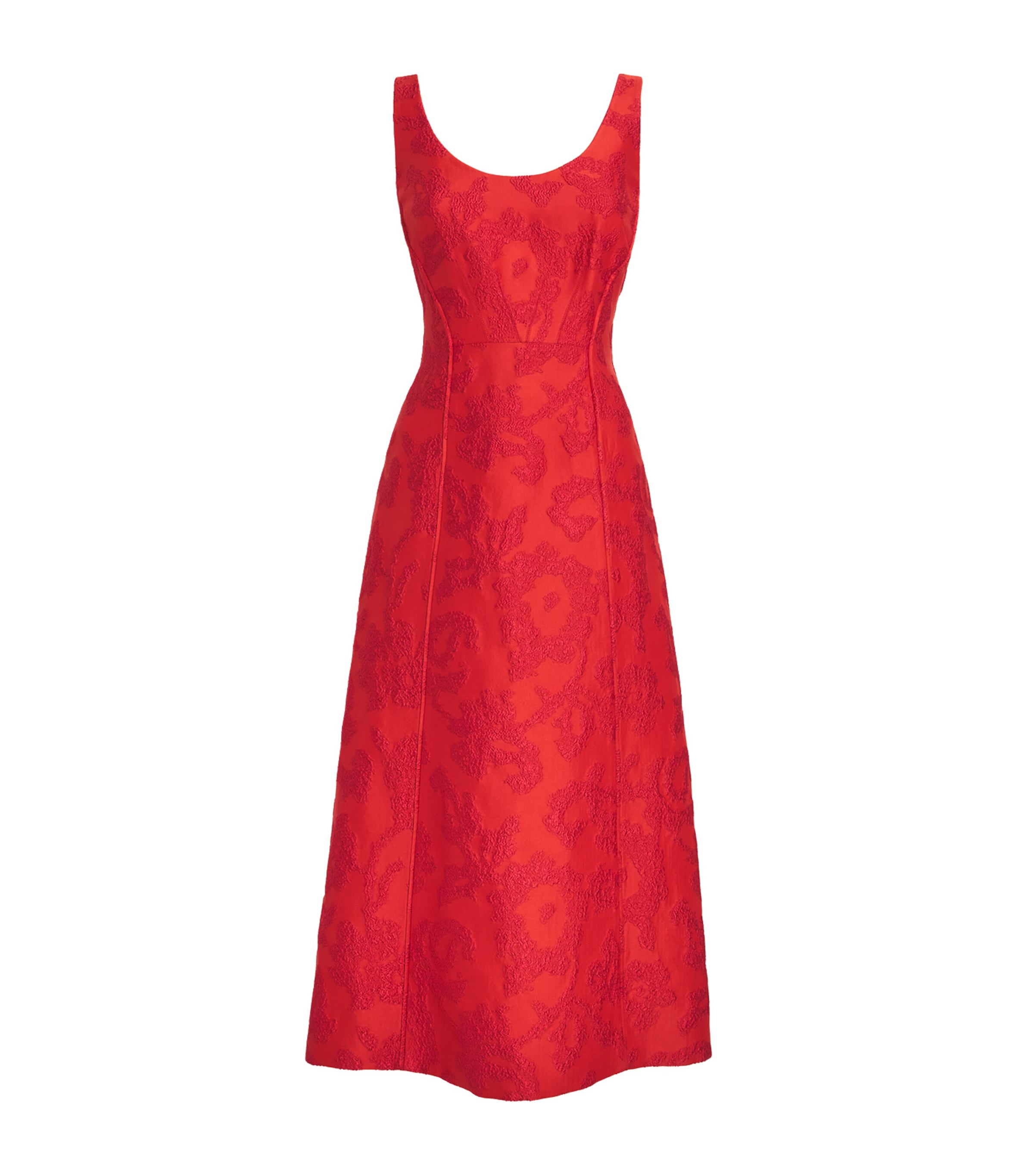 Emilia Wickstead Boucle Floral Labrina Midi Dress In Red