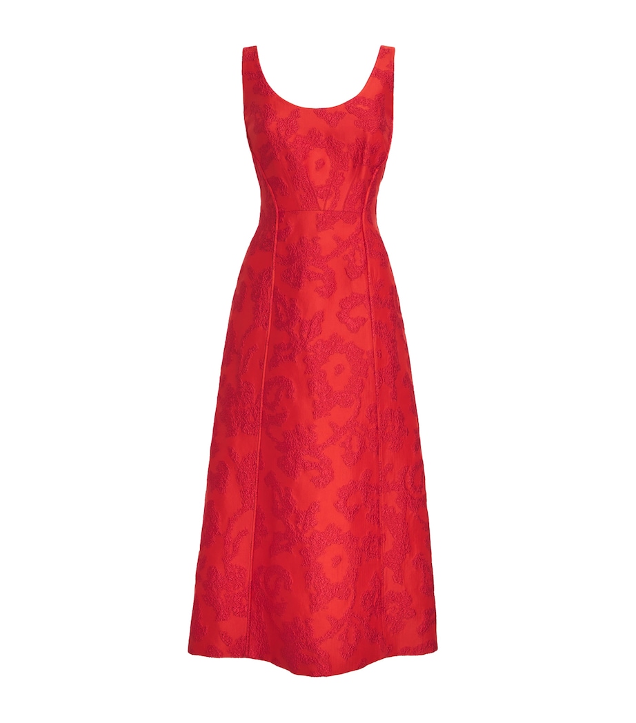 Boucle Floral Labrina Midi Dress RED Image 1
