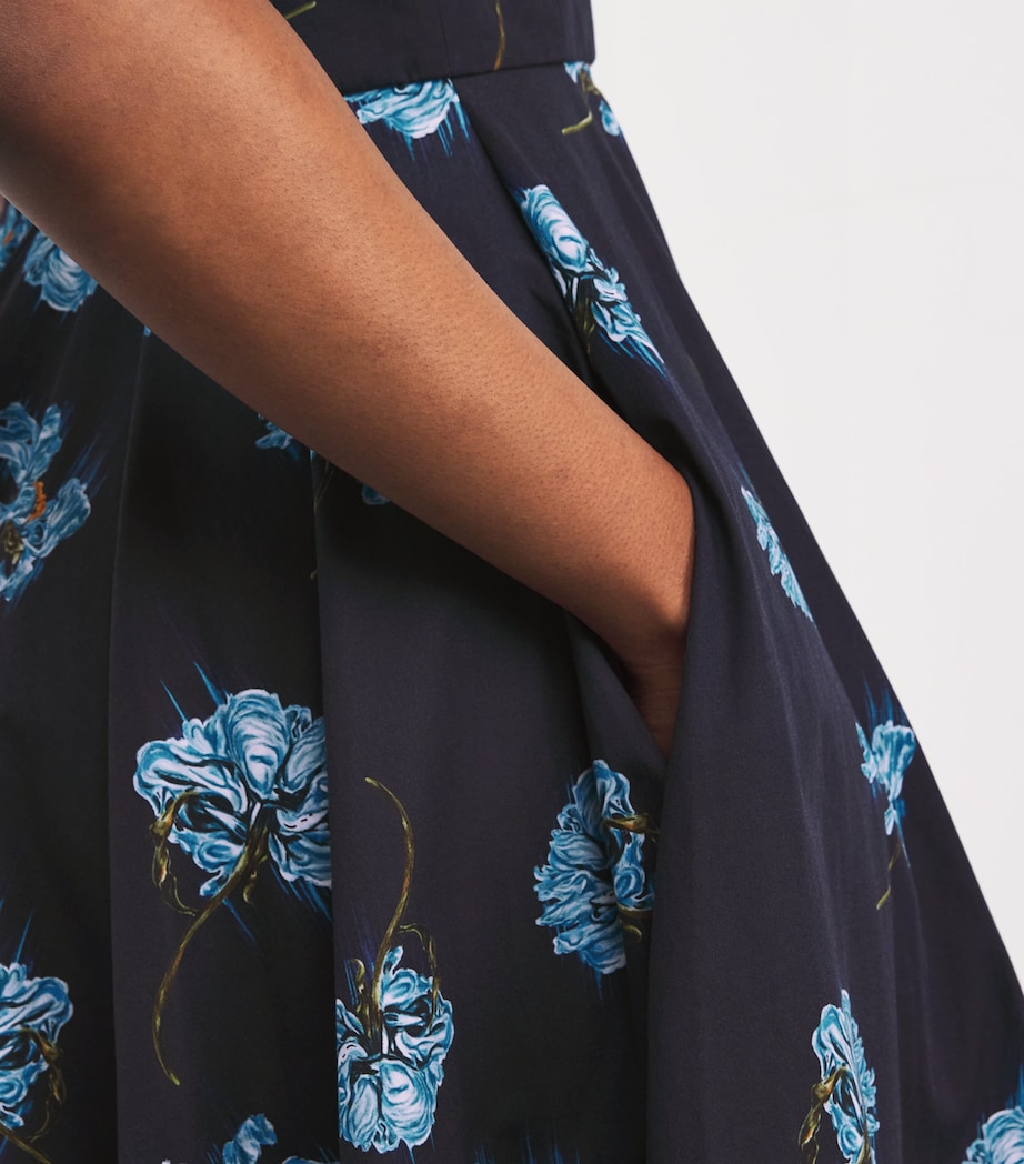 Cotton Floral Midi Dress BLUE FLOWERS NAVY Image 4