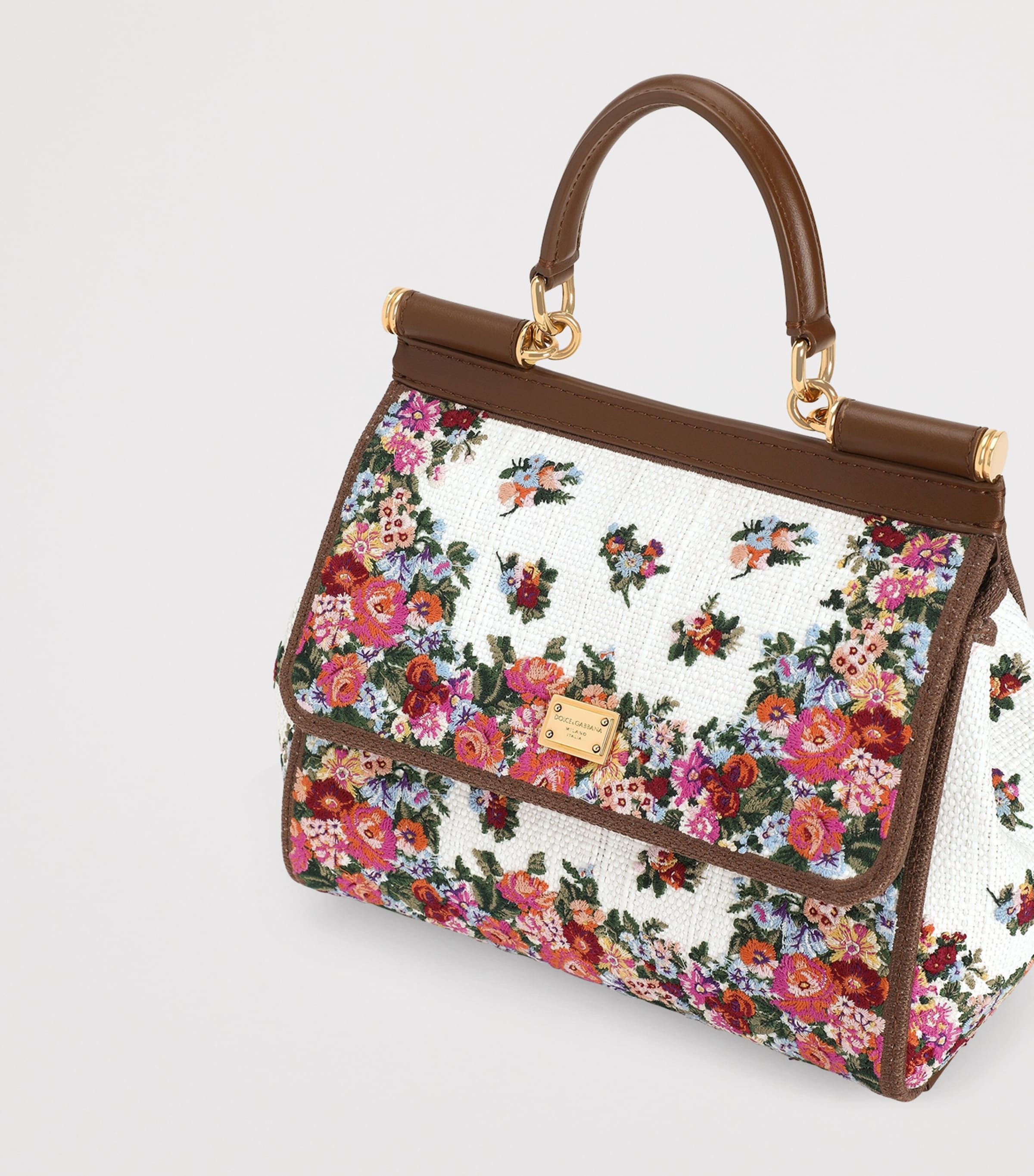 Dolce&Gabbana Embroidered Floral Sicily Top-Handle Bag Multicolo Image 6