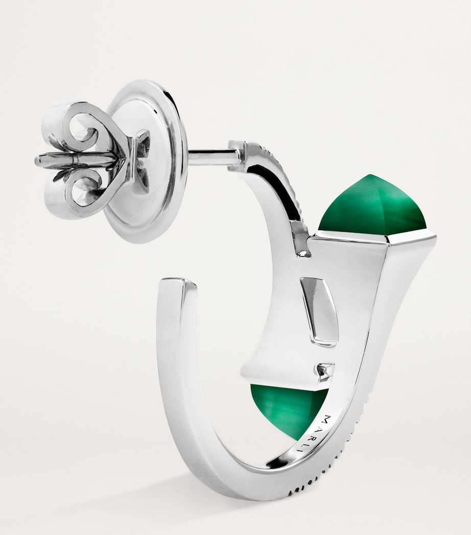 Rose Gold, Diamond and Lapis Lazuli Cleo Hoop Earrings WHITE GOLD Image 3