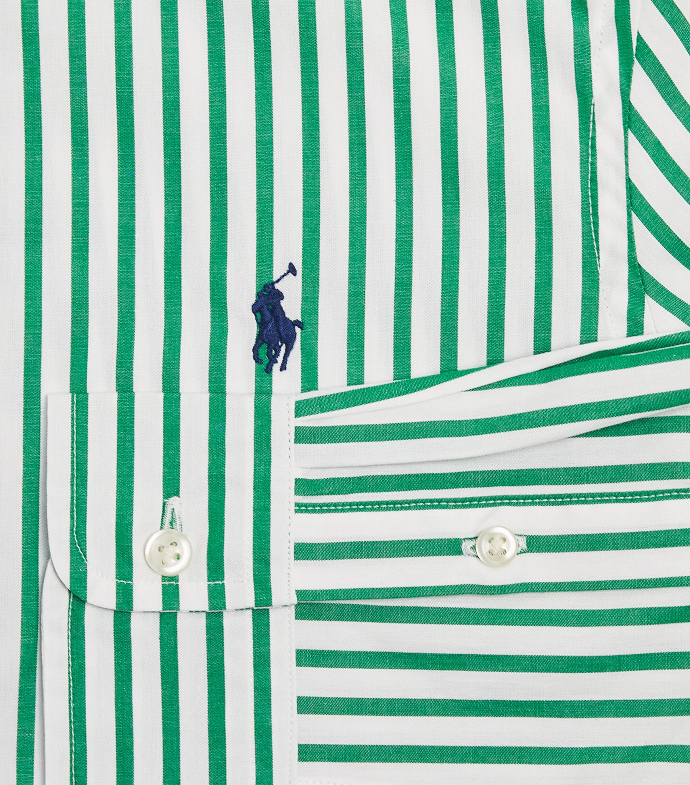 Cotton Poplin Stripe Shirt (6-14 Years) CRGRN/WHIT Image 3