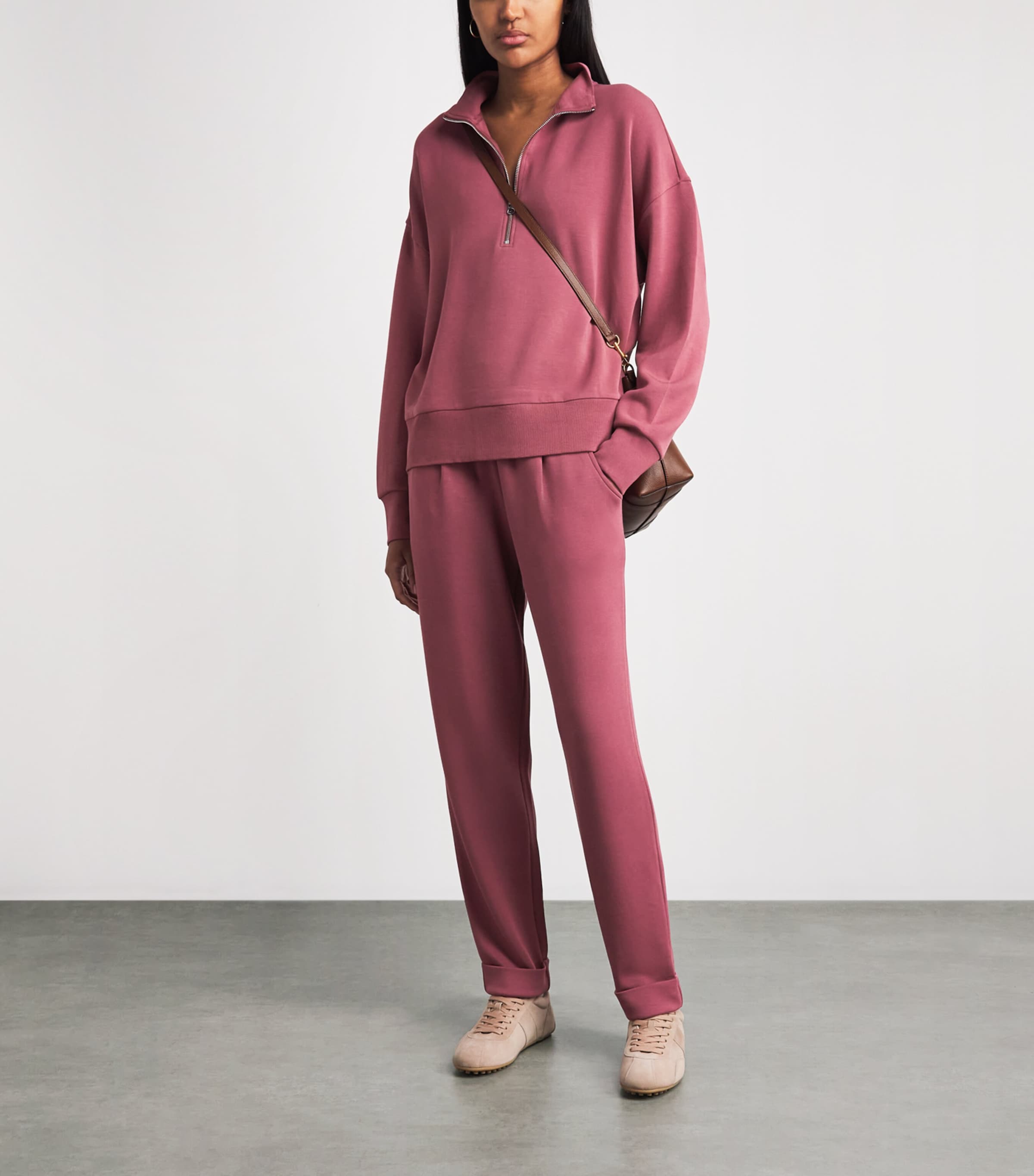 Varley Womens DoubleSoft Mavis Half-Zip Sweatshirt Wild Rhubarb Image 2
