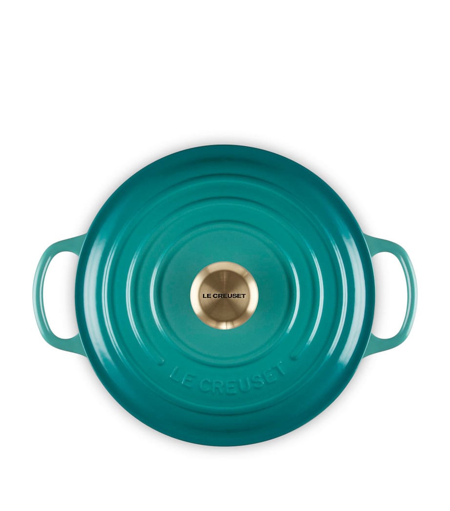 Le Creuset Cast Iron Round Casserole Dish (20cm) Bleu Riviera Image 4