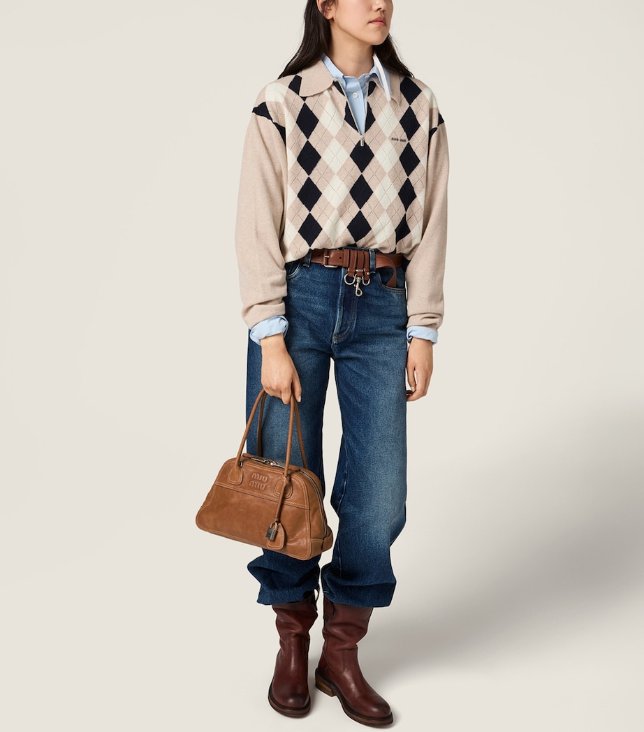 Miu Miu Large Nappa Leather Vivant Top-Handle Bag Brown Image 2
