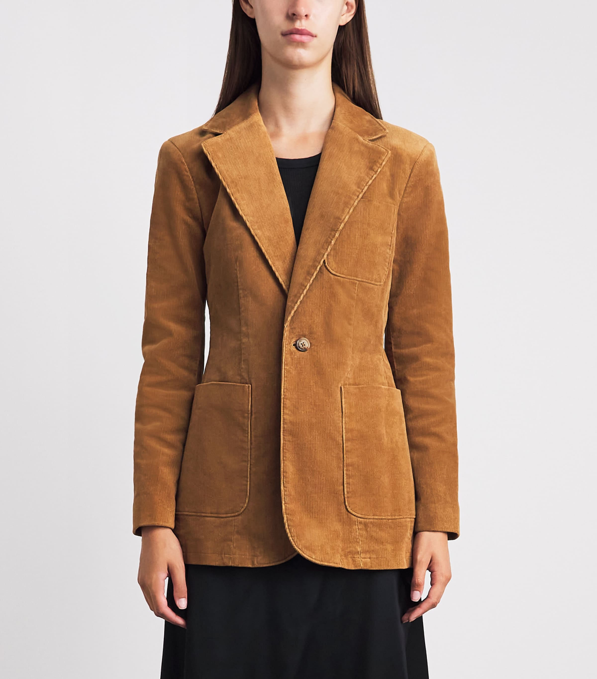 Polo Ralph Lauren Womens Corduroy Single-Breasted Blazer Tan Image 4