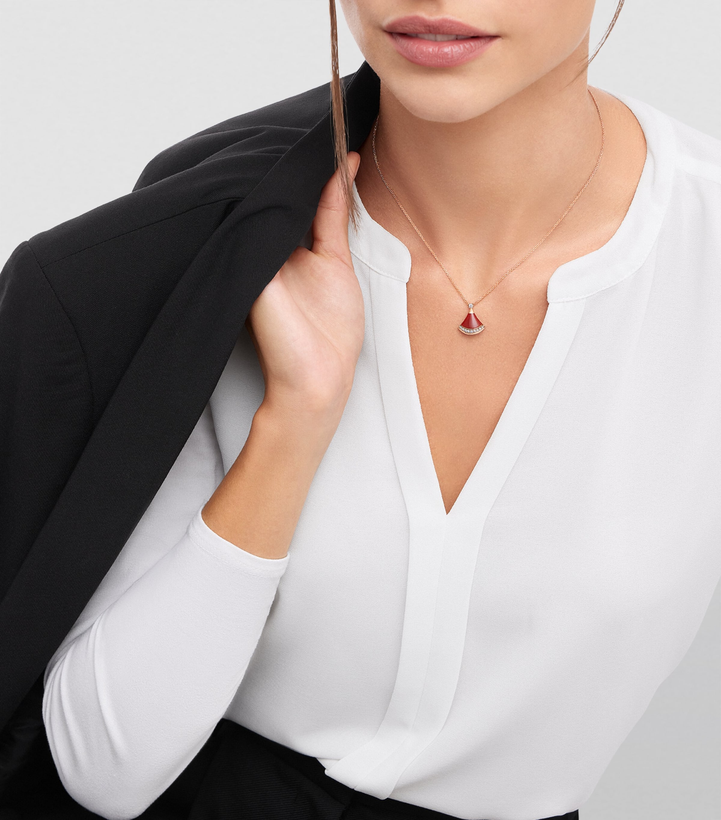 Rose Gold, Diamond and Carnelian Divas' Dream Necklace PINK GOLD Image 4