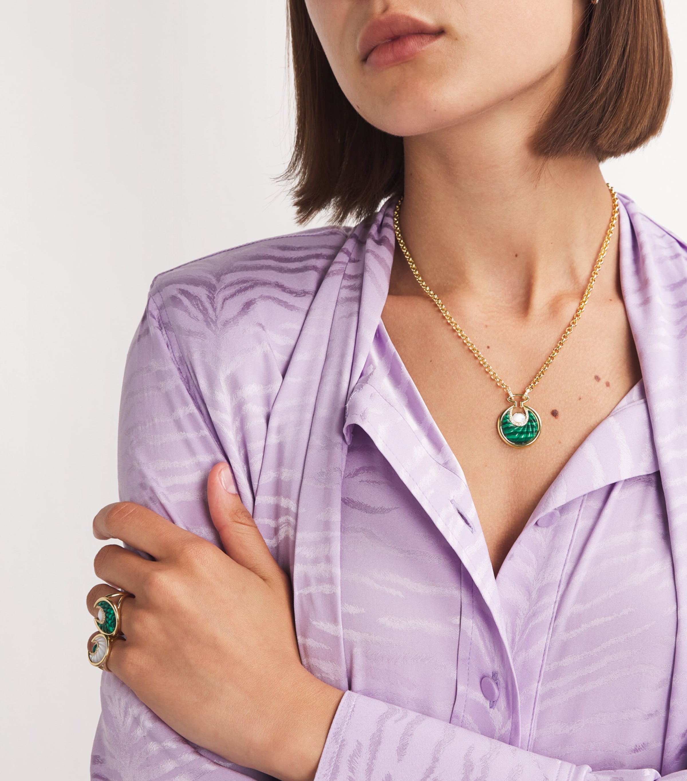L'ATELIER NAWBAR Yellow Gold, Diamond and Malachite Circus Lot N*91 Necklace Yellow Gold Image 4