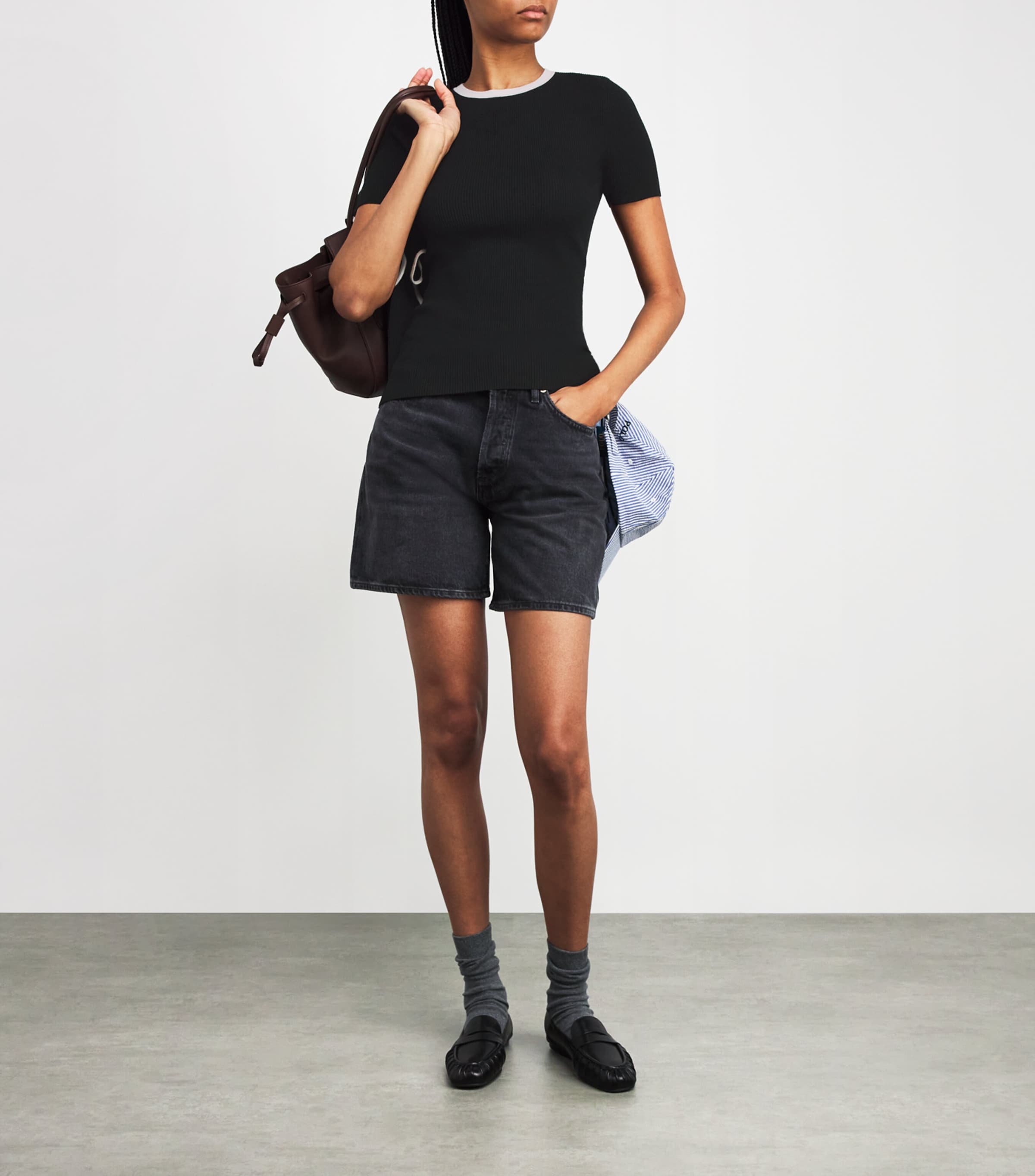 Rib-Knit Embroidered Sweater BLACK Image 2