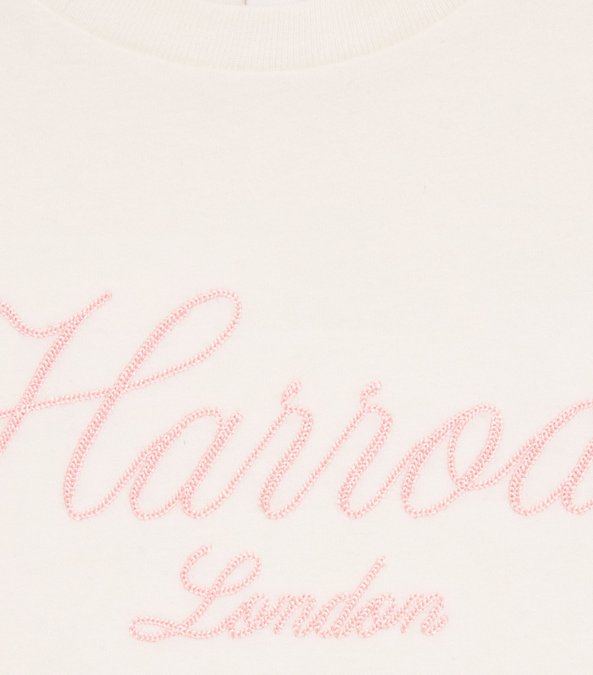 Harrods Cotton Jersey Embroidered T-Shirt Ivory Image 3