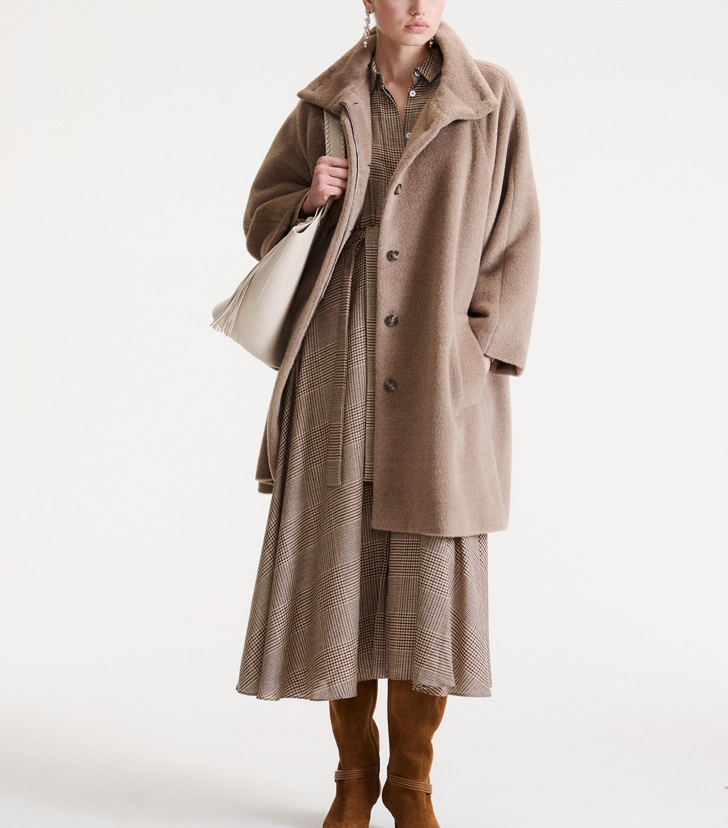 Marella Womens Alpaca-Virgin Wool Coat Turtledove Image 2