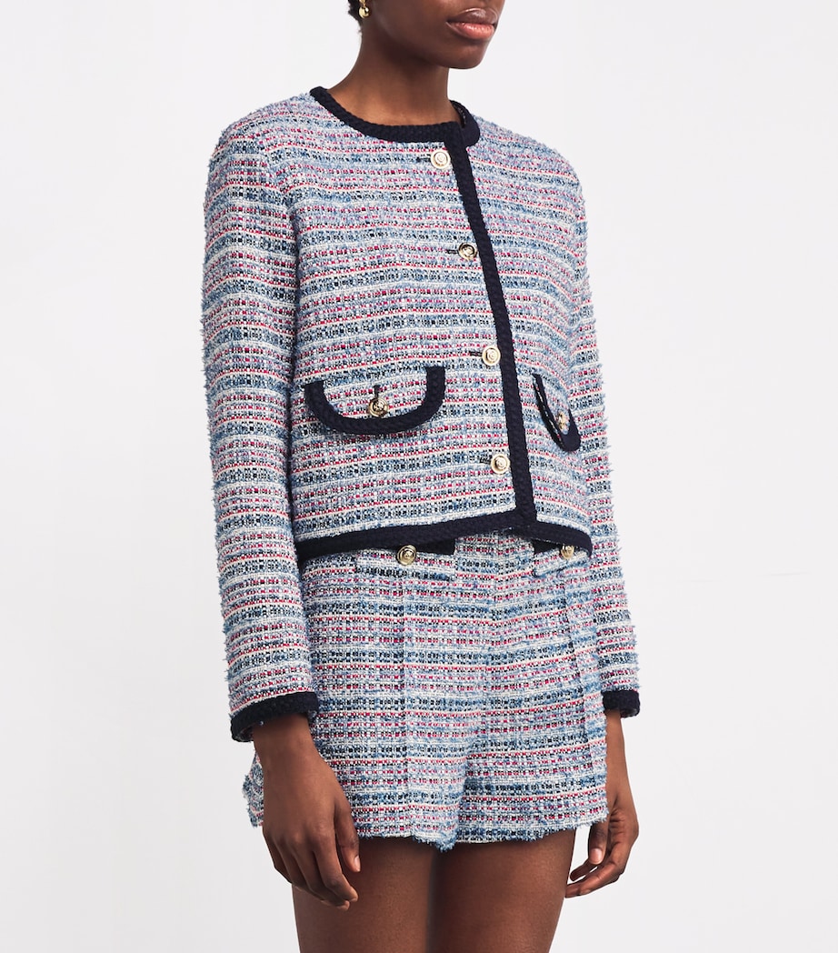 Cropped Tweed Jacket BLUE / RED Image 3