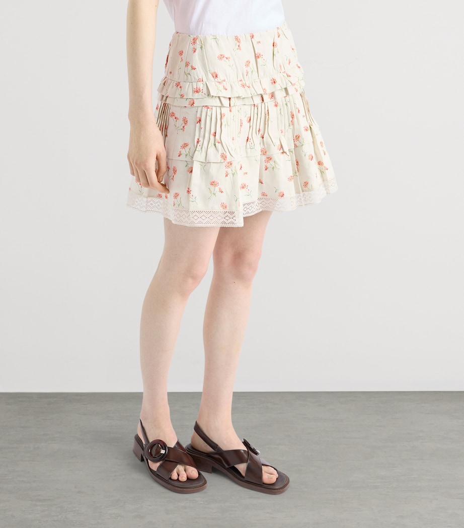 Linen-Cotton Floral Print Mini Skirt F0018 Image 3
