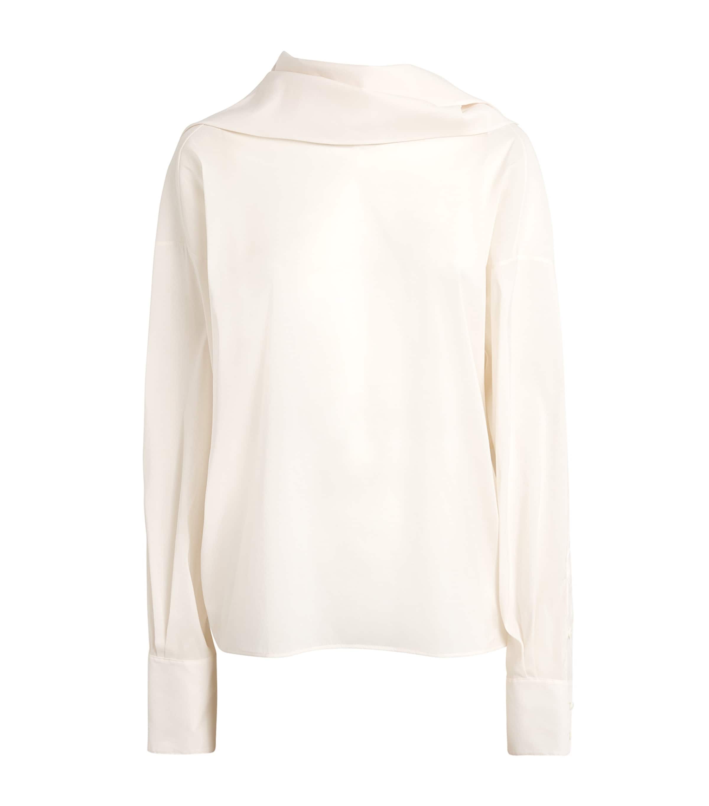 Carven Stretch-toile Opera Sheer Blouse In Ivory