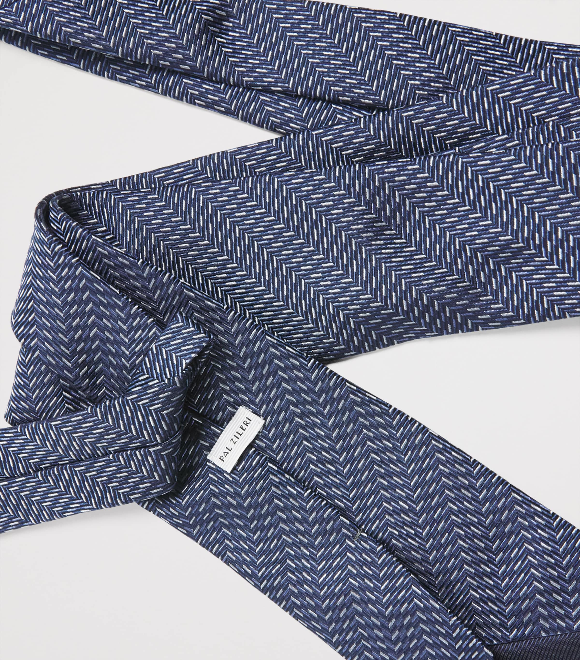 Pal Zileri Silk Geometric Tie Navy Image 3