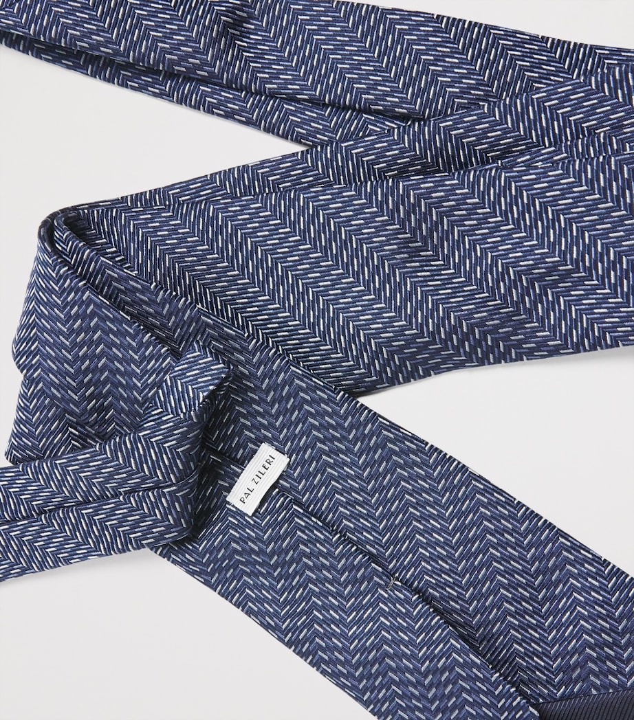 Pal Zileri Silk Geometric Tie Navy Image 3