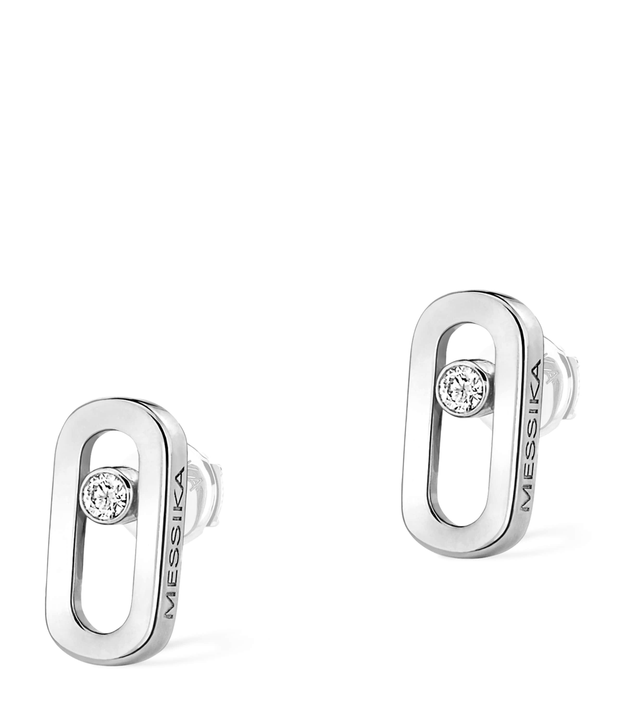 White Gold and Diamond Move Uno Earrings WHITE GOLD Image 1