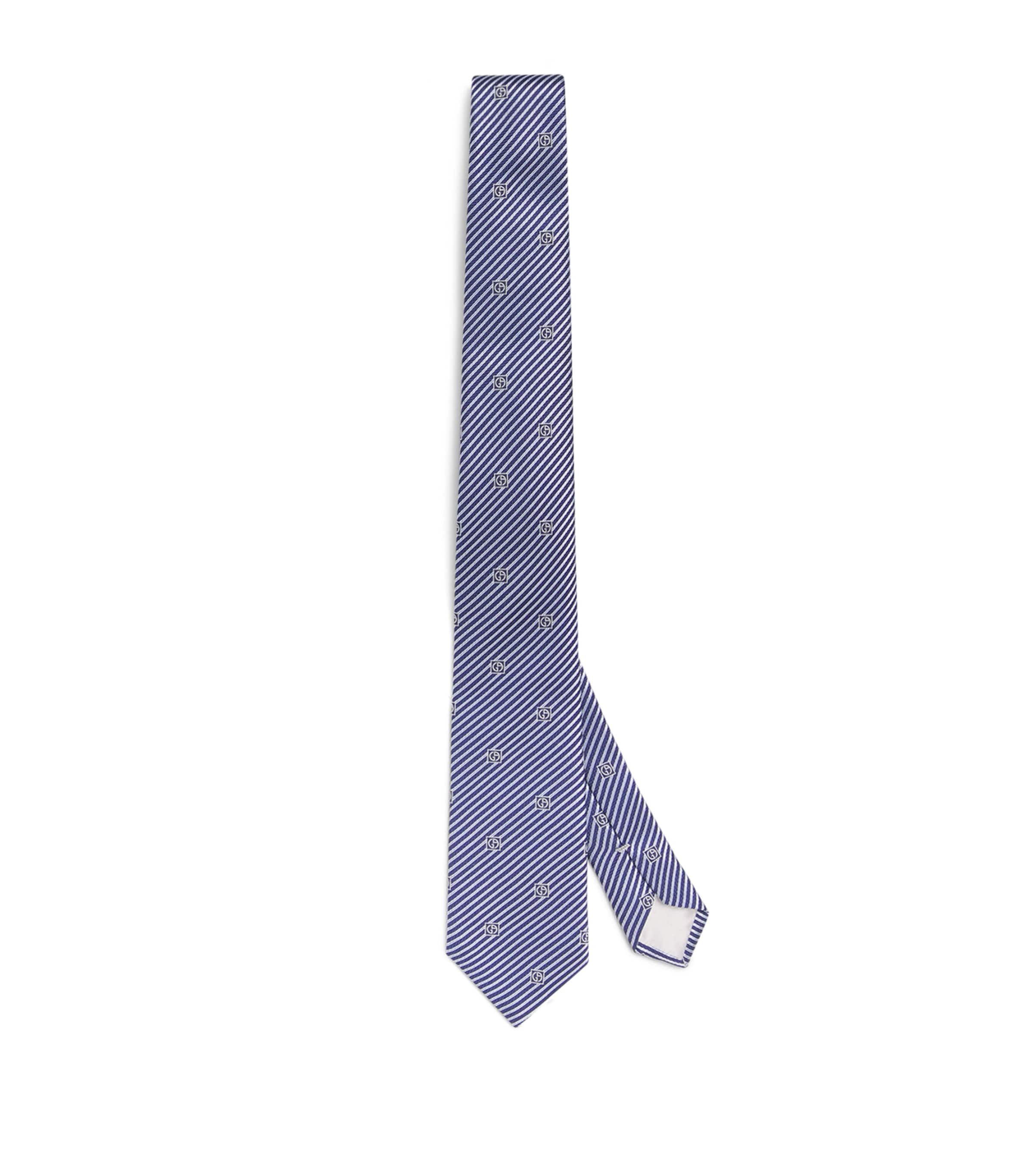 Giorgio Armani Silk Stripe Jacquard Tie In Blue